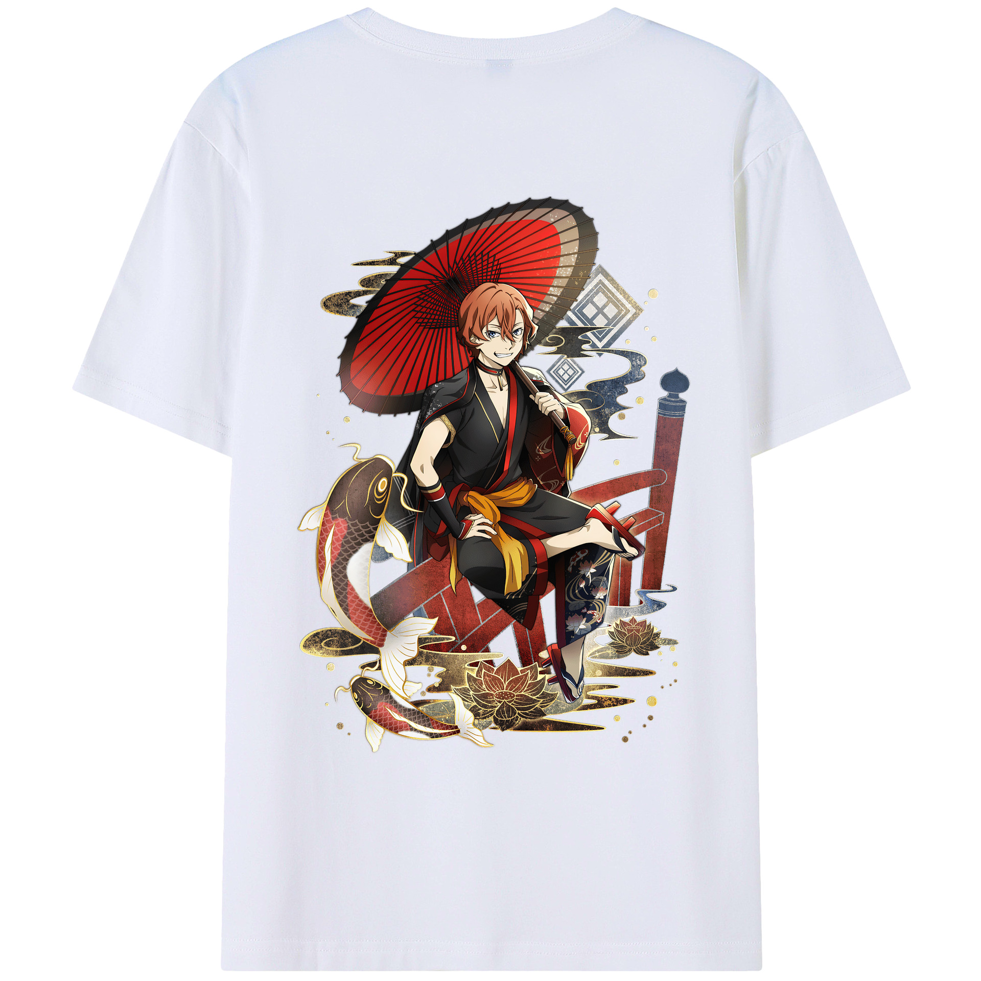 （画像用） 文豪ストレイドッグス Bungo Stray Dogs 綿100％ メンズ半袖Tシャツ（バックプリント） 通気性