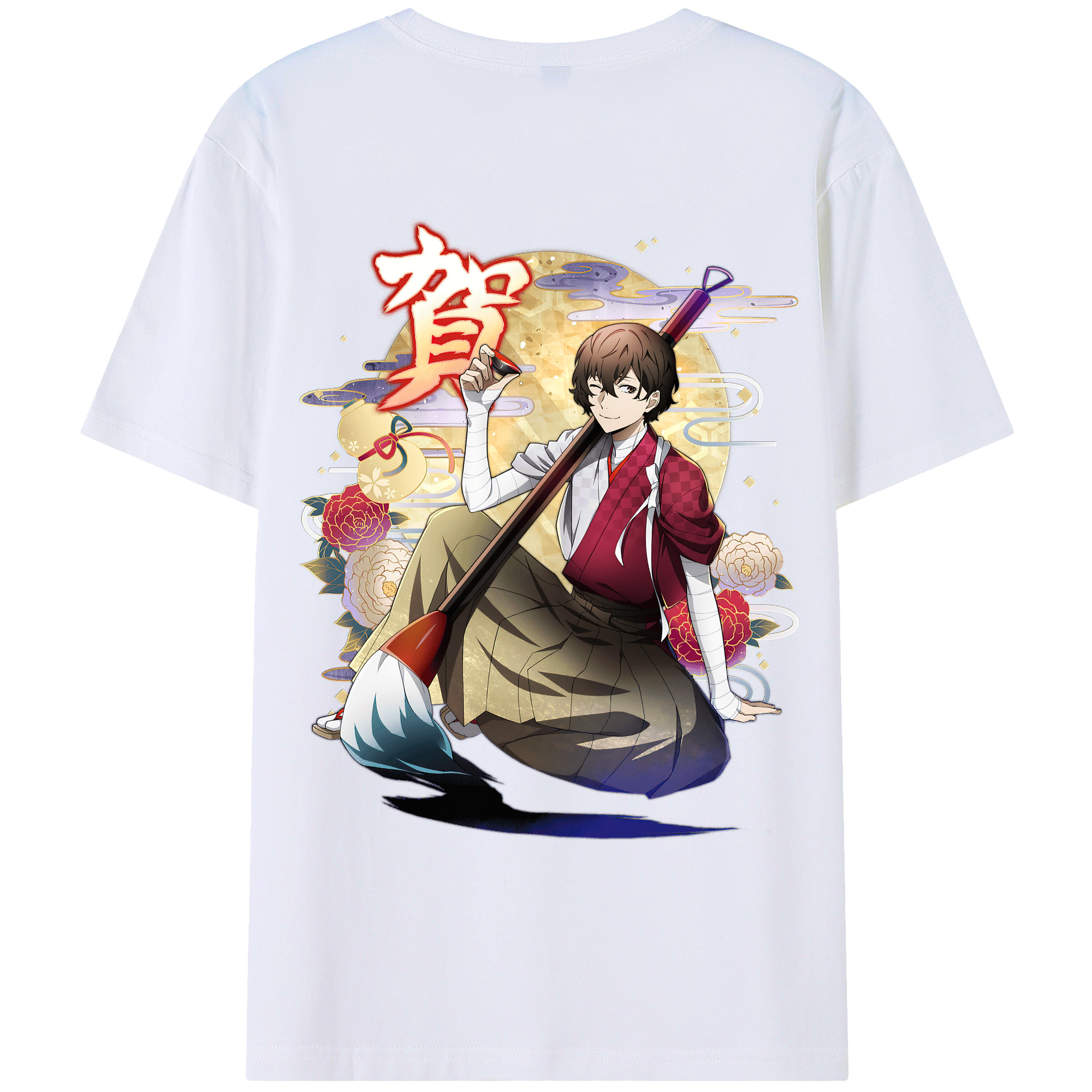 （画像用） 文豪ストレイドッグス Bungo Stray Dogs 綿100％ メンズ半袖Tシャツ（バックプリント） 通気性
