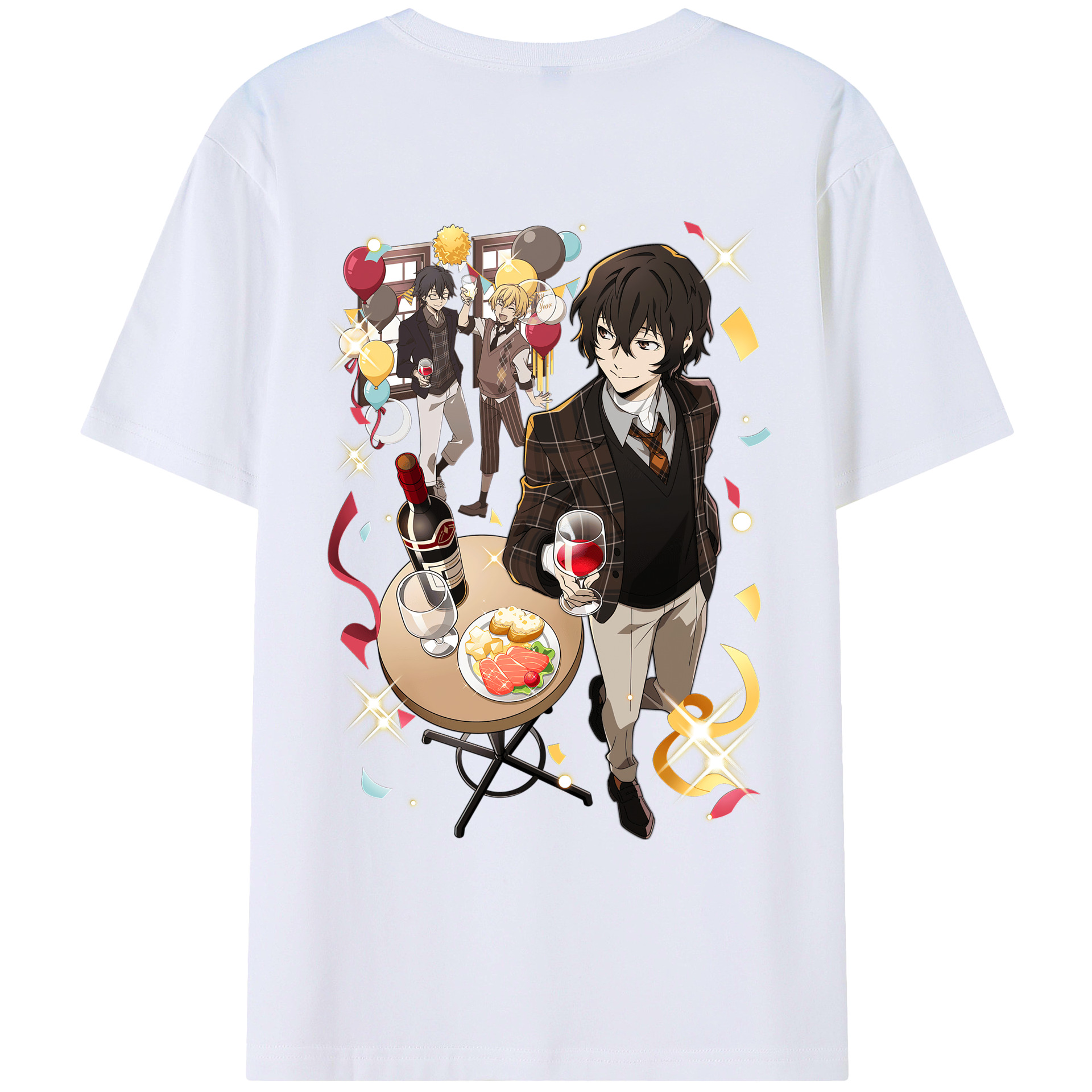 （画像用） 文豪ストレイドッグス Bungo Stray Dogs 綿100％ メンズ半袖Tシャツ（バックプリント） 通気性
