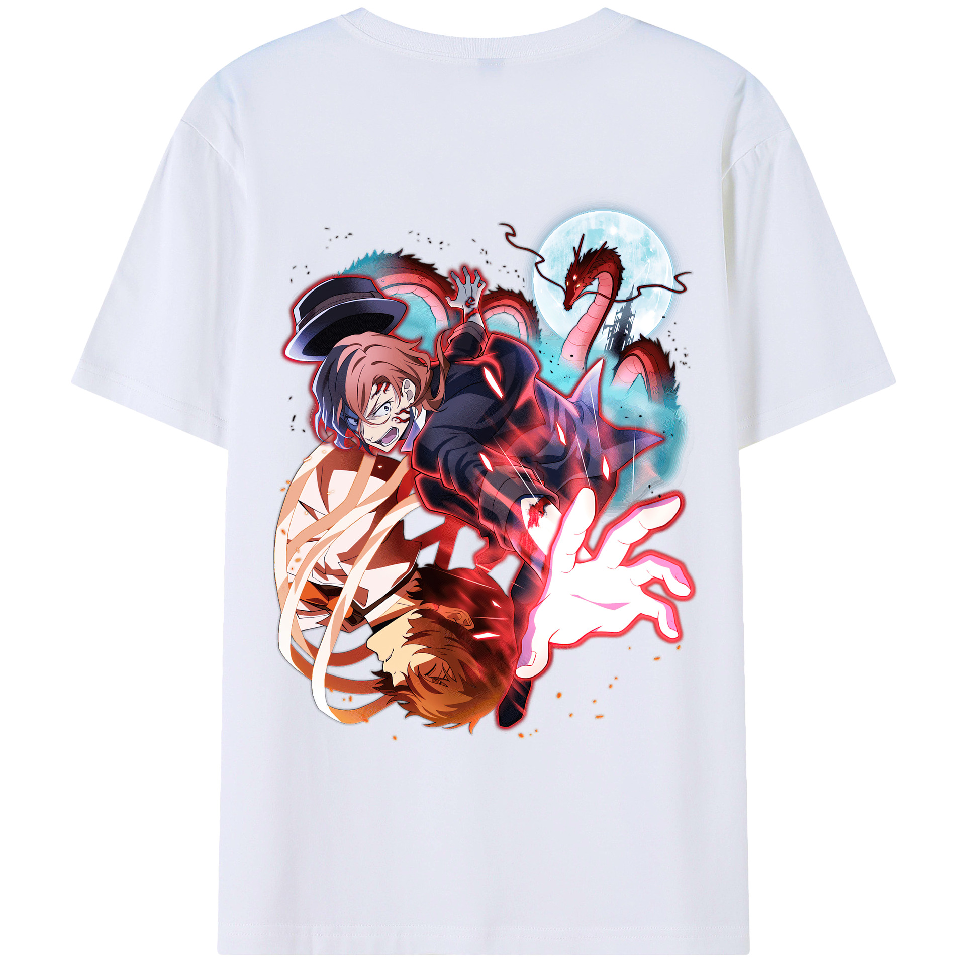 （画像用） 文豪ストレイドッグス Bungo Stray Dogs 綿100％ メンズ半袖Tシャツ（バックプリント） 通気性