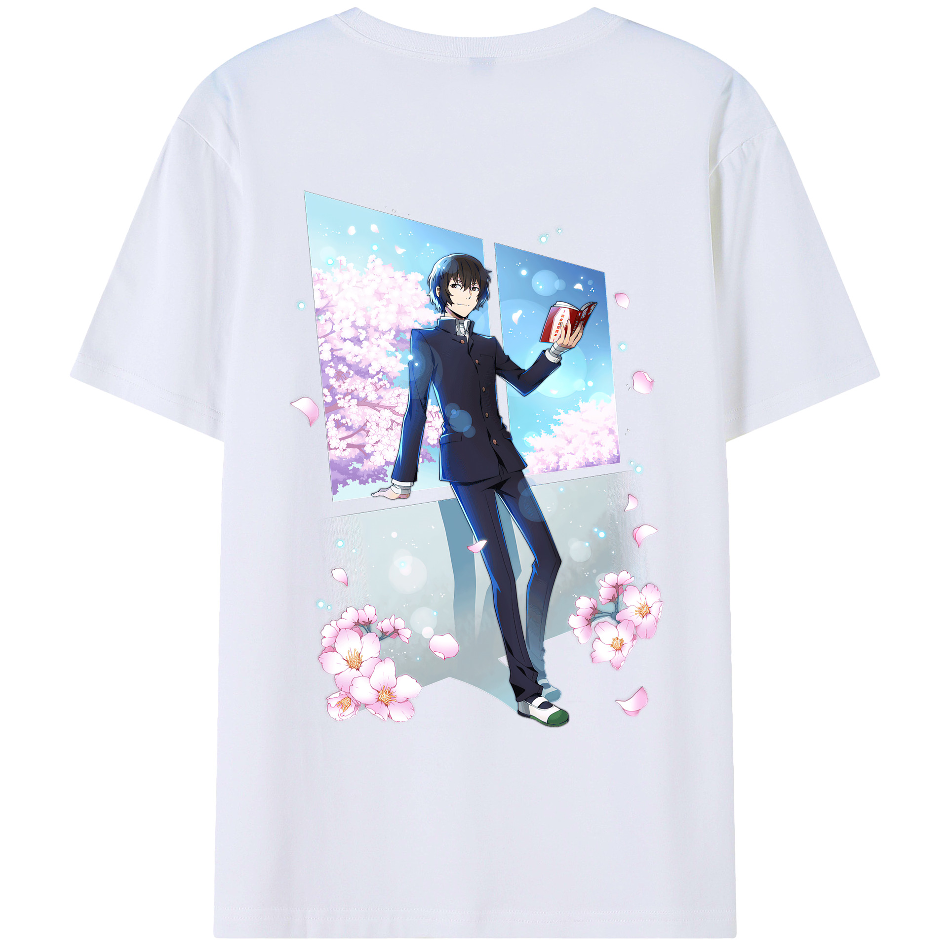 （画像用） 文豪ストレイドッグス Bungo Stray Dogs 綿100％ メンズ半袖Tシャツ（バックプリント） 通気性