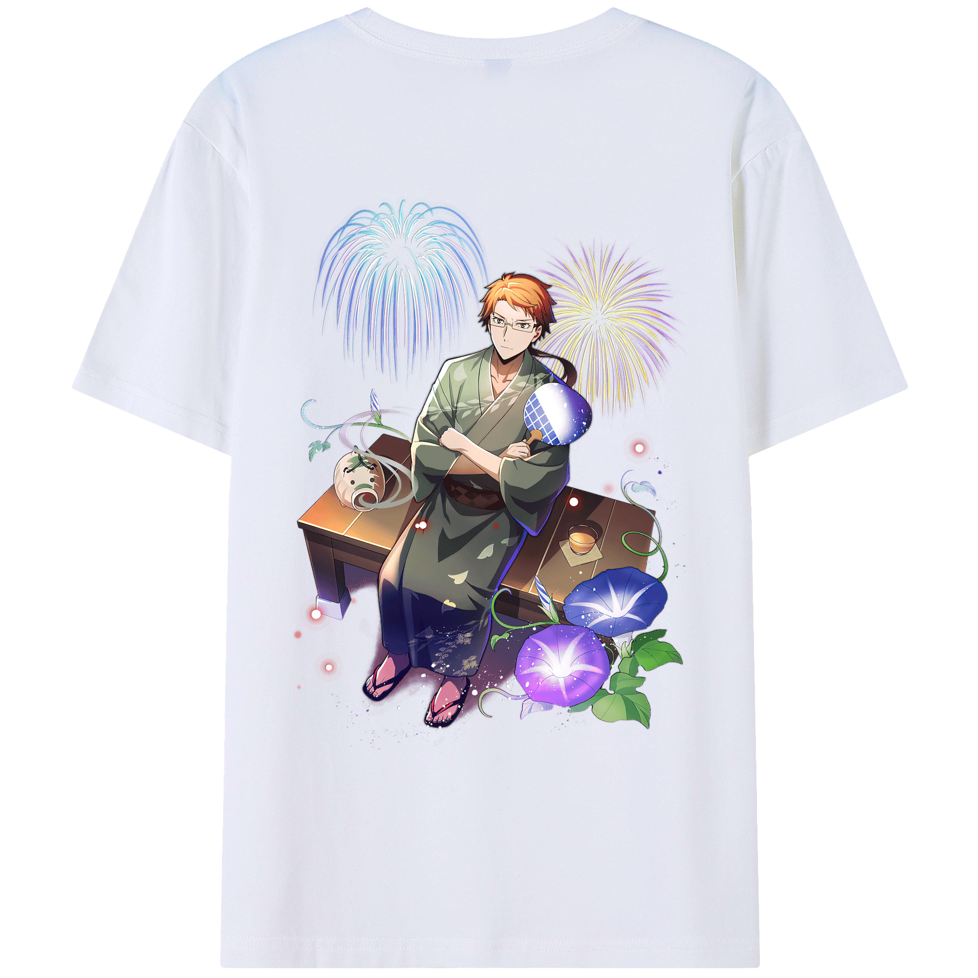 （画像用） 文豪ストレイドッグス Bungo Stray Dogs 綿100％ メンズ半袖Tシャツ（バックプリント） 通気性