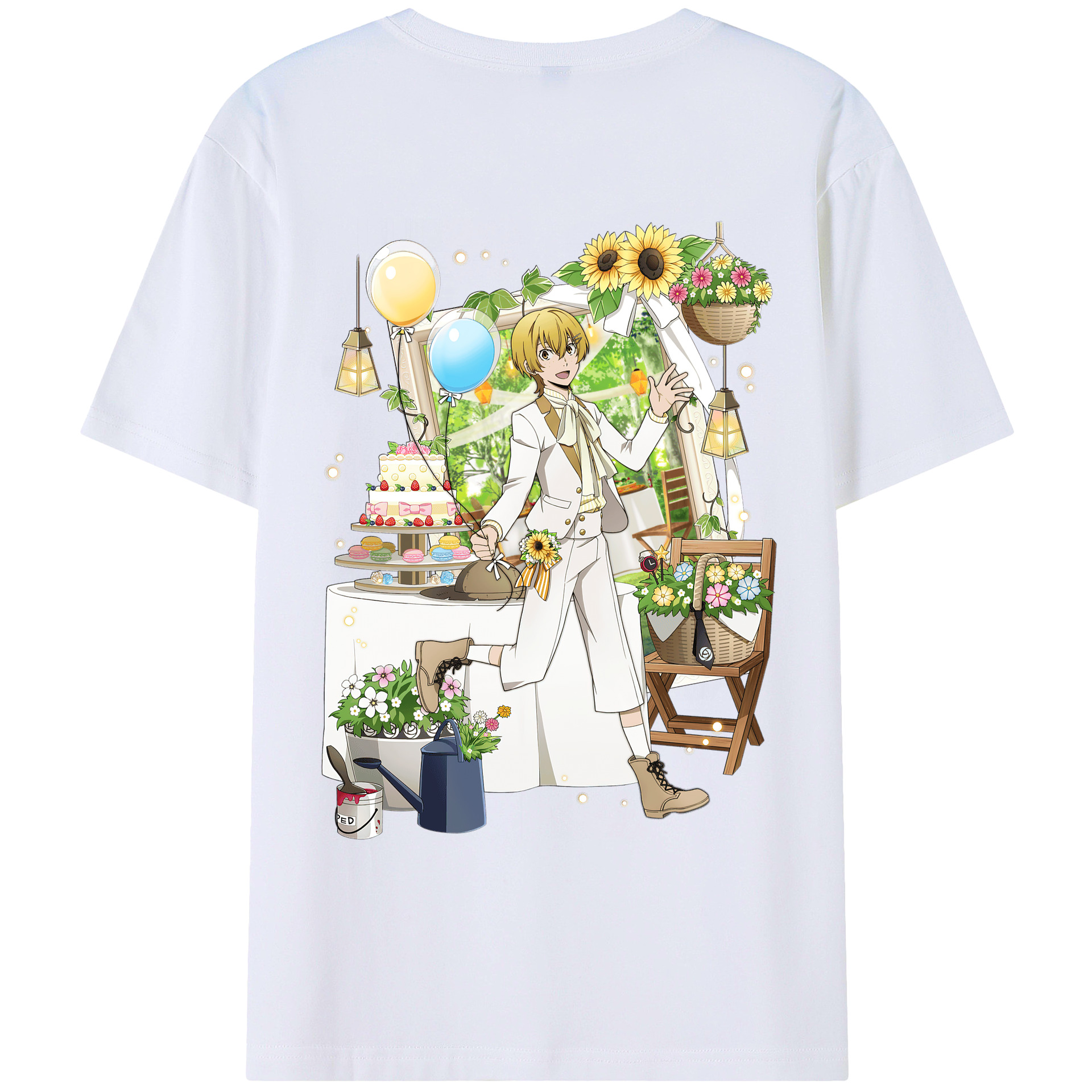 （画像用） 文豪ストレイドッグス Bungo Stray Dogs 綿100％ メンズ半袖Tシャツ（バックプリント） 通気性