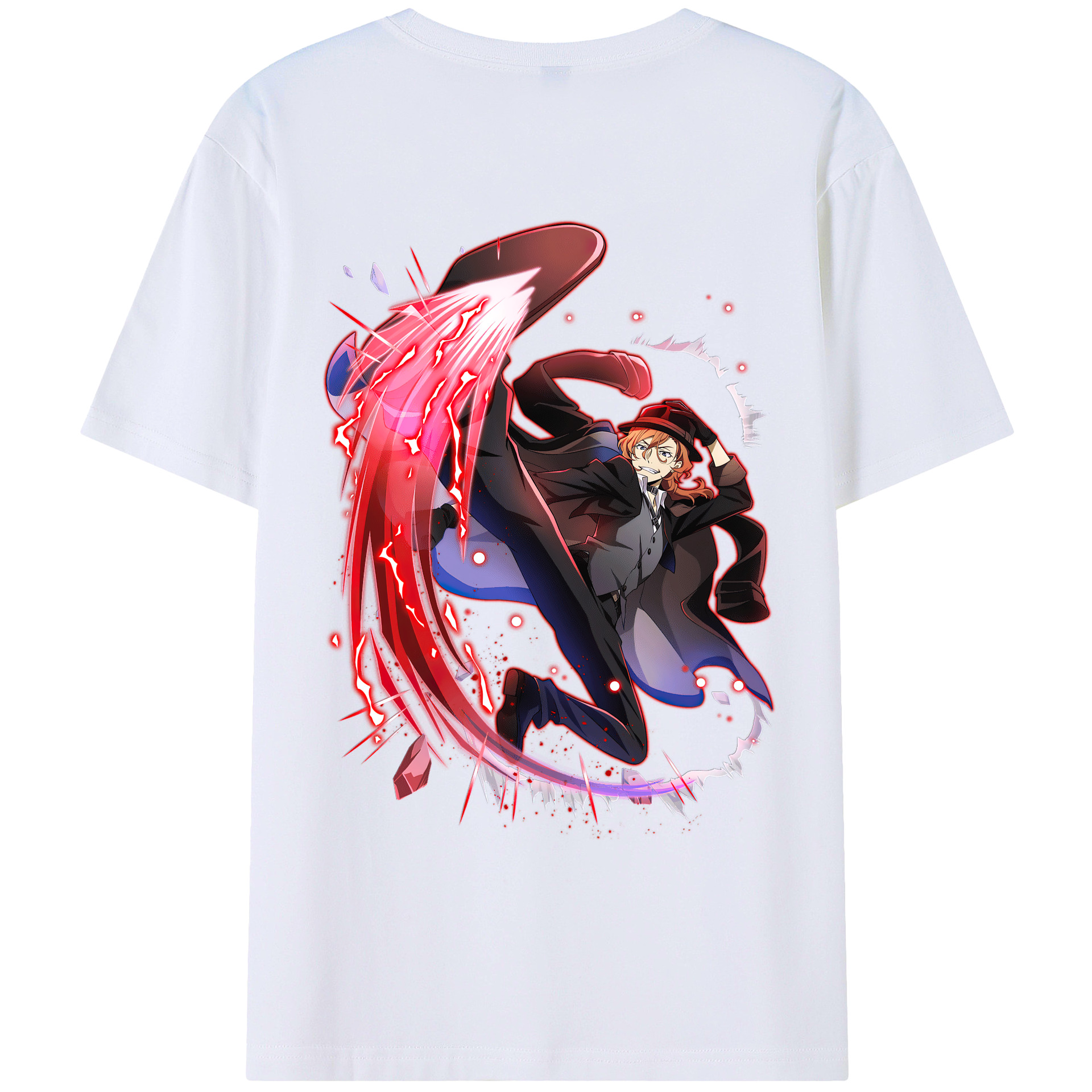 （画像用） 文豪ストレイドッグス Bungo Stray Dogs 綿100％ メンズ半袖Tシャツ（バックプリント） 通気性