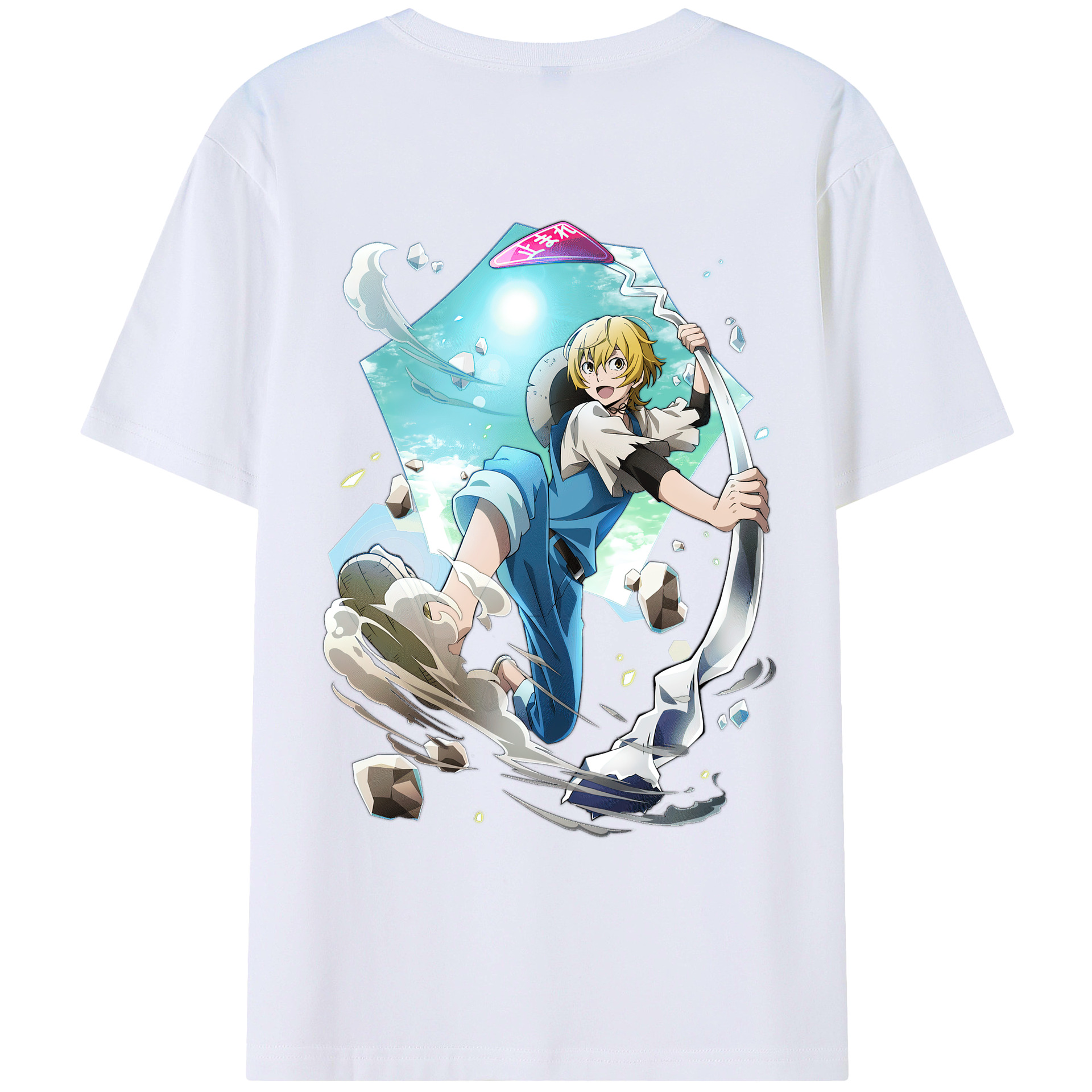 （画像用） 文豪ストレイドッグス Bungo Stray Dogs 綿100％ メンズ半袖Tシャツ（バックプリント） 通気性