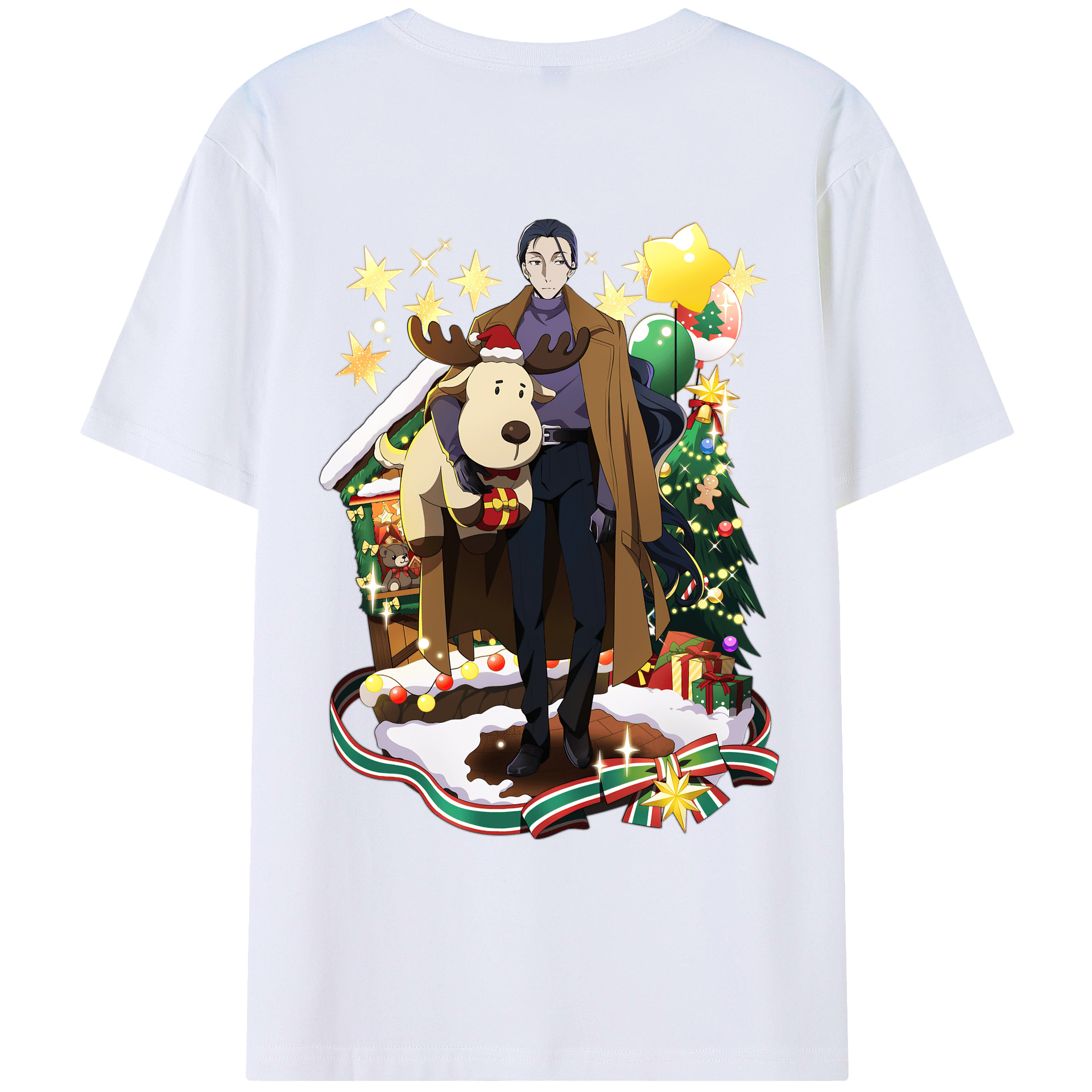 （画像用） 文豪ストレイドッグス Bungo Stray Dogs 綿100％ メンズ半袖Tシャツ（バックプリント） 通気性