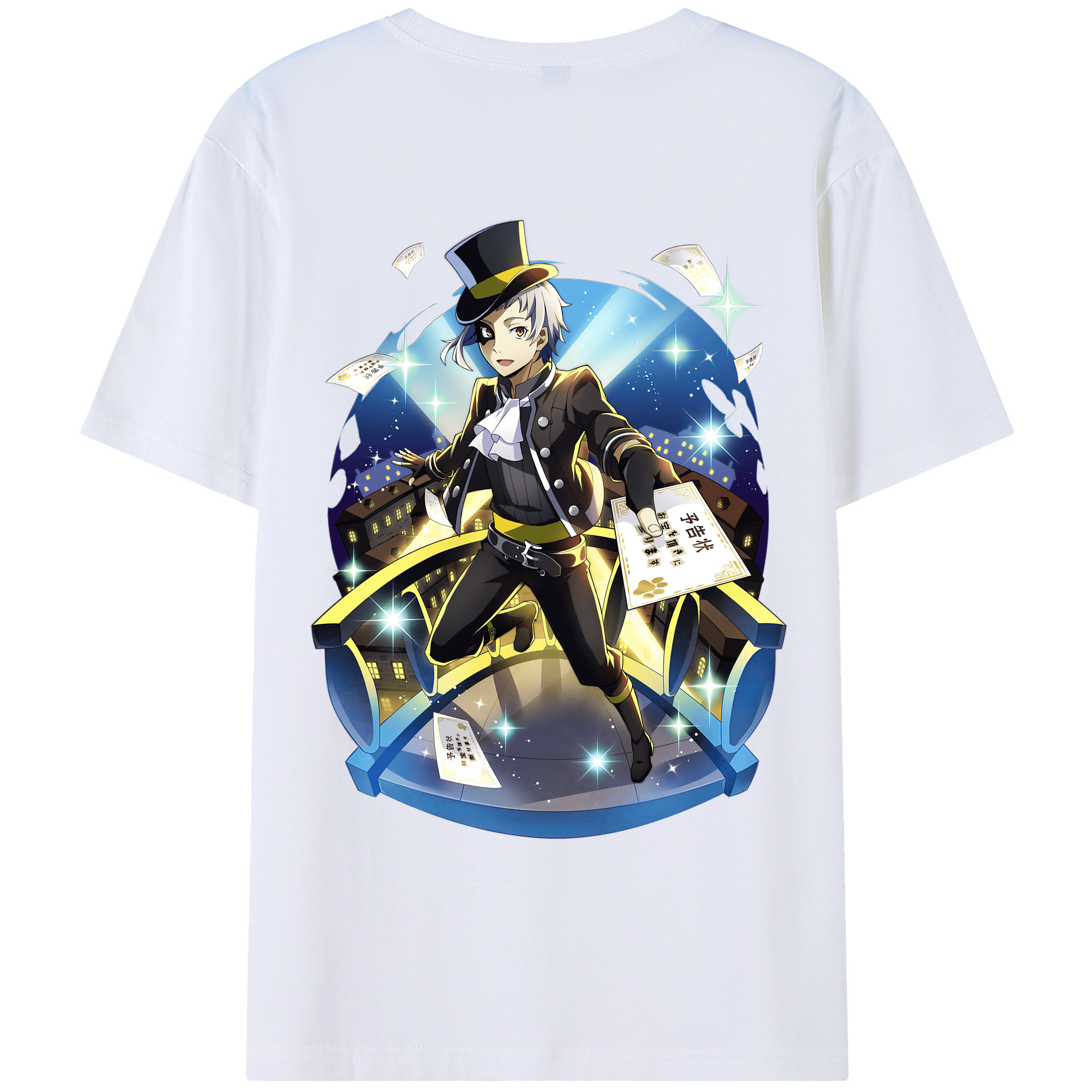 （画像用） 文豪ストレイドッグス Bungo Stray Dogs 綿100％ メンズ半袖Tシャツ（バックプリント） 通気性