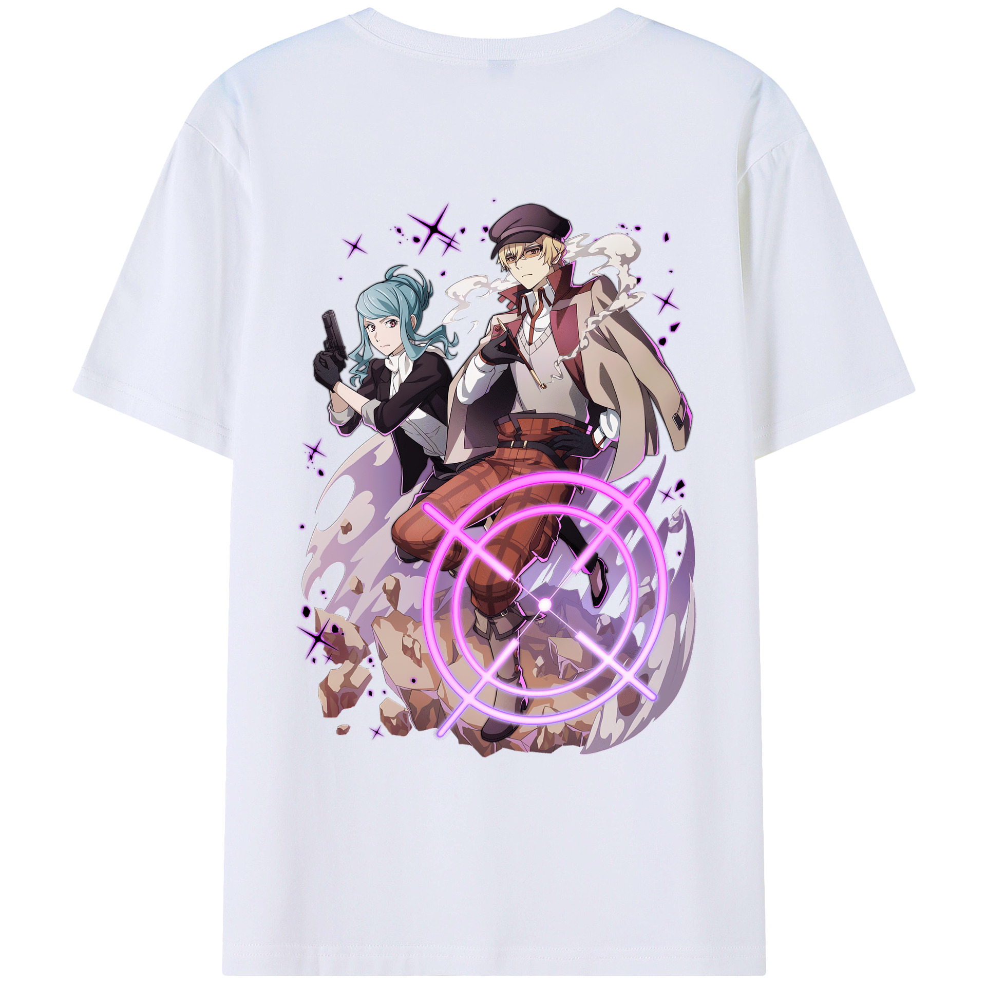 （画像用） 文豪ストレイドッグス Bungo Stray Dogs 綿100％ メンズ半袖Tシャツ（バックプリント） 通気性