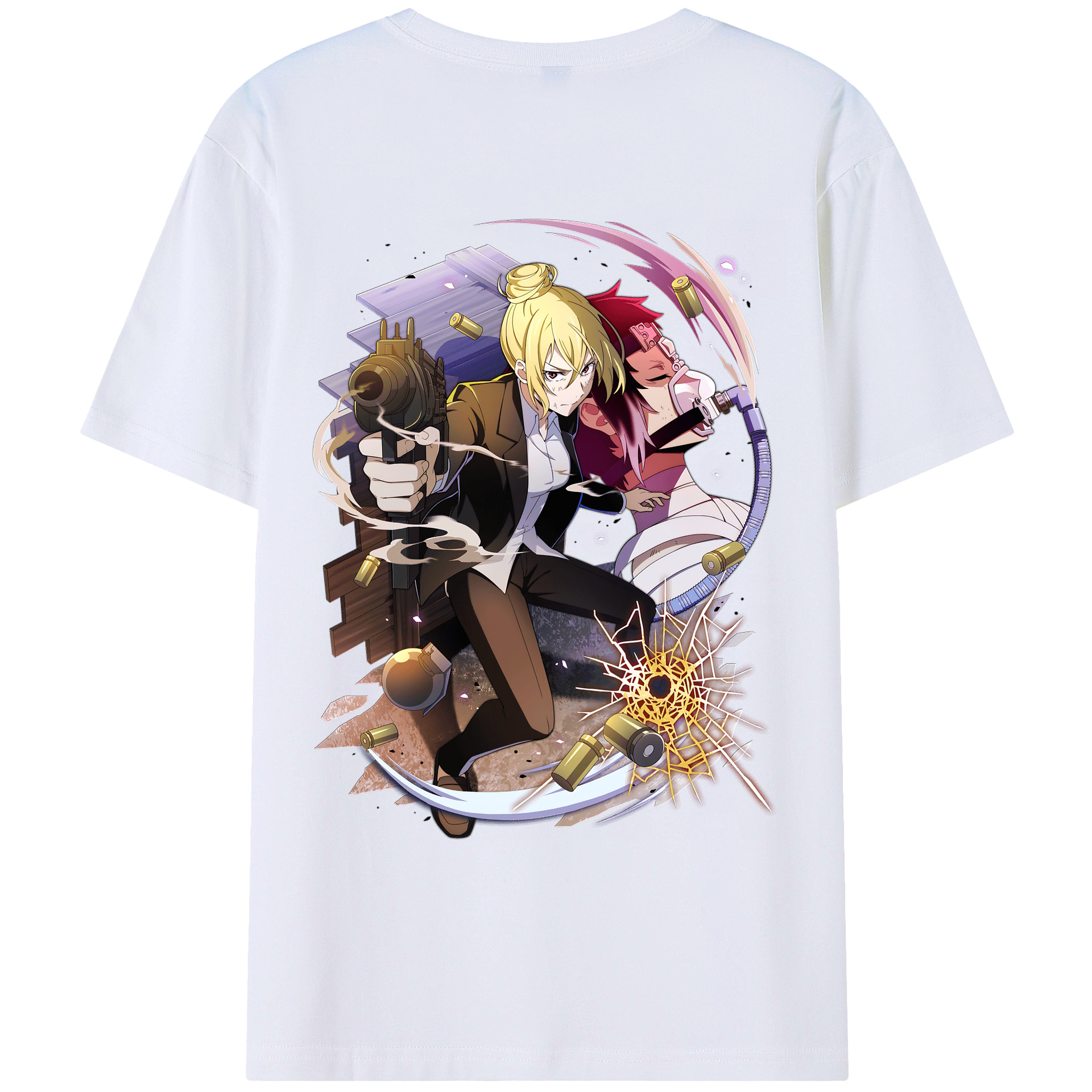 （画像用） 文豪ストレイドッグス Bungo Stray Dogs 綿100％ メンズ半袖Tシャツ（バックプリント） 通気性