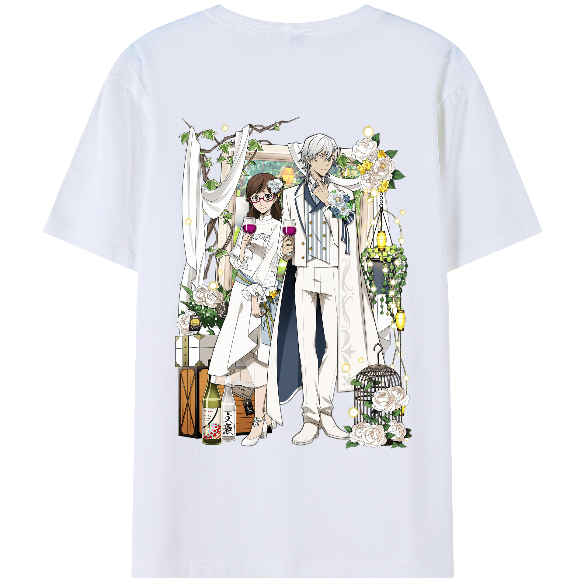 （画像用） 文豪ストレイドッグス Bungo Stray Dogs 綿100％ メンズ半袖Tシャツ（バックプリント） 通気性