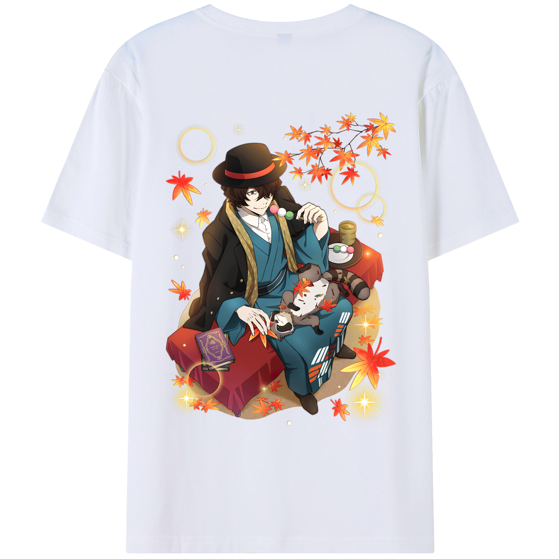 （画像用） 文豪ストレイドッグス Bungo Stray Dogs 綿100％ メンズ半袖Tシャツ（バックプリント） 通気性