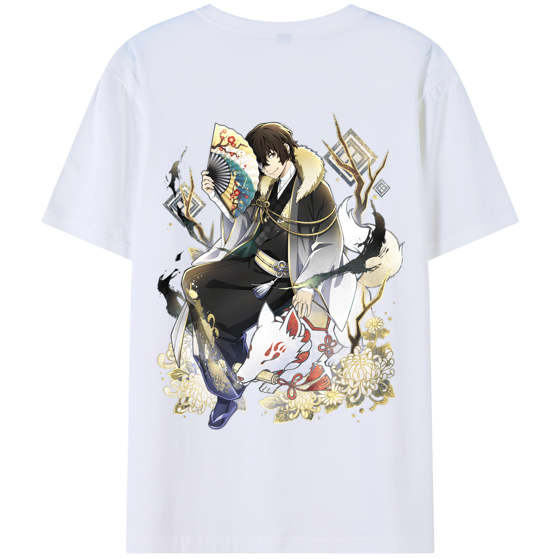 （画像用） 文豪ストレイドッグス Bungo Stray Dogs 綿100％ メンズ半袖Tシャツ（バックプリント） 通気性