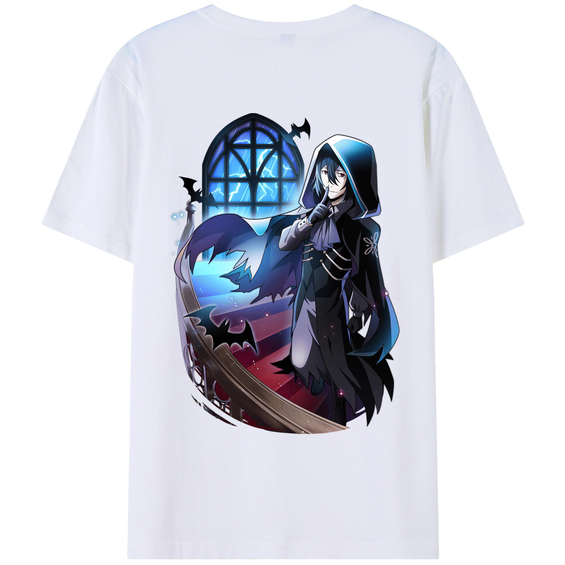 （画像用） 文豪ストレイドッグス Bungo Stray Dogs 綿100％ メンズ半袖Tシャツ（バックプリント） 通気性