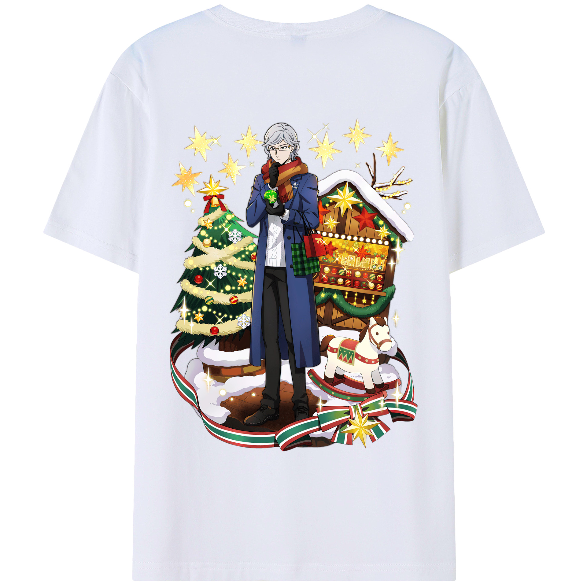 （画像用） 文豪ストレイドッグス Bungo Stray Dogs 綿100％ メンズ半袖Tシャツ（バックプリント） 通気性