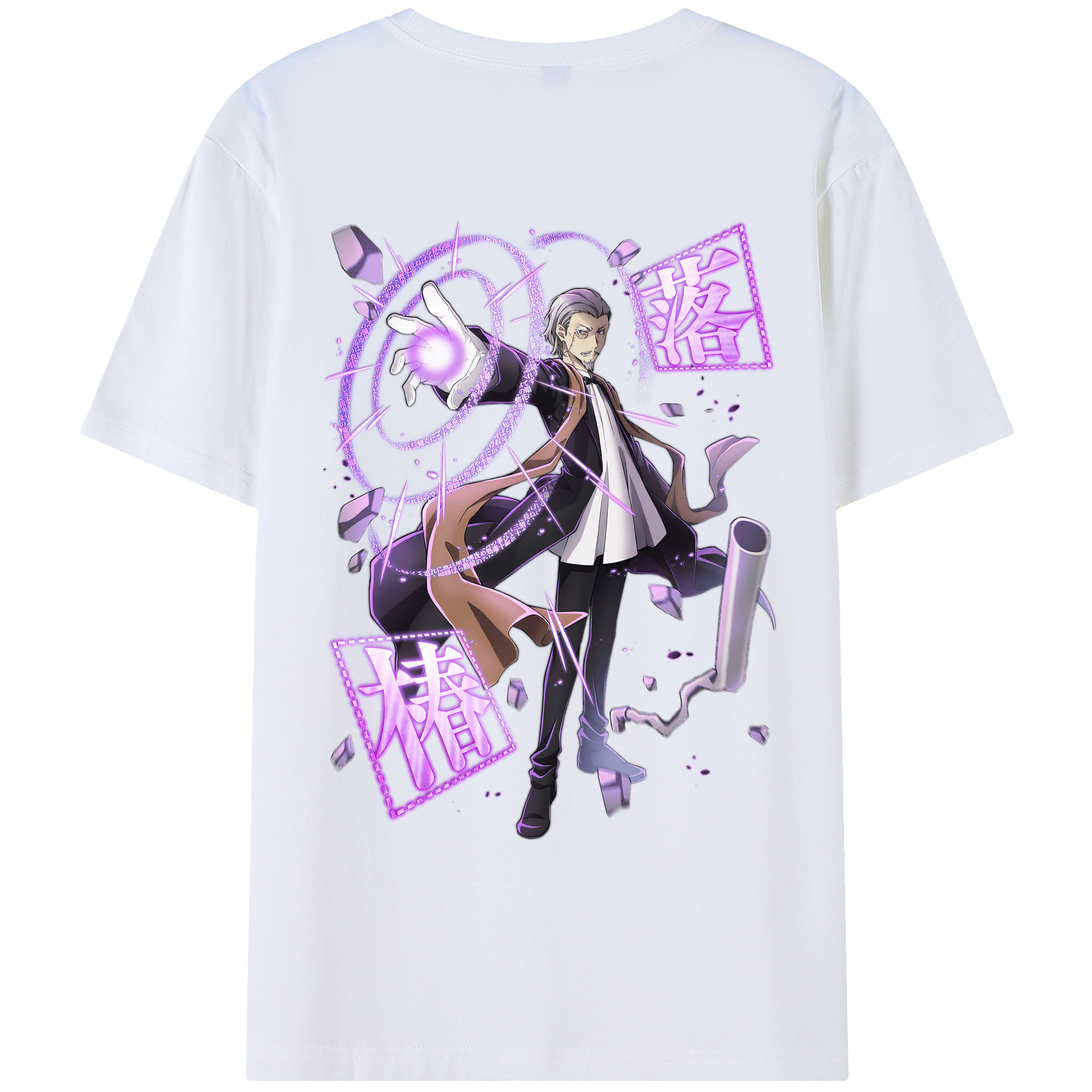 （画像用） 文豪ストレイドッグス Bungo Stray Dogs 綿100％ メンズ半袖Tシャツ（バックプリント） 通気性
