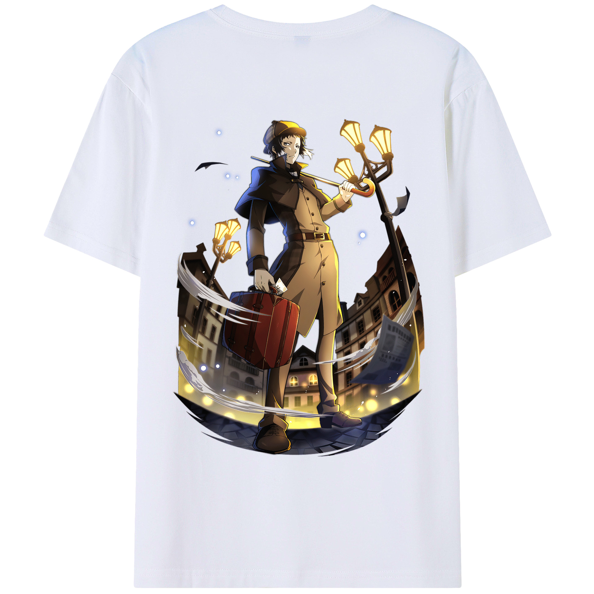 （画像用） 文豪ストレイドッグス Bungo Stray Dogs 綿100％ メンズ半袖Tシャツ（バックプリント） 通気性