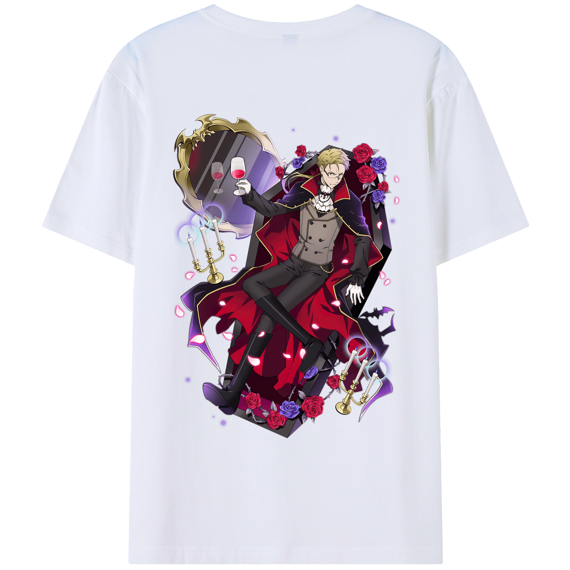 （画像用） 文豪ストレイドッグス Bungo Stray Dogs 綿100％ メンズ半袖Tシャツ（バックプリント） 通気性