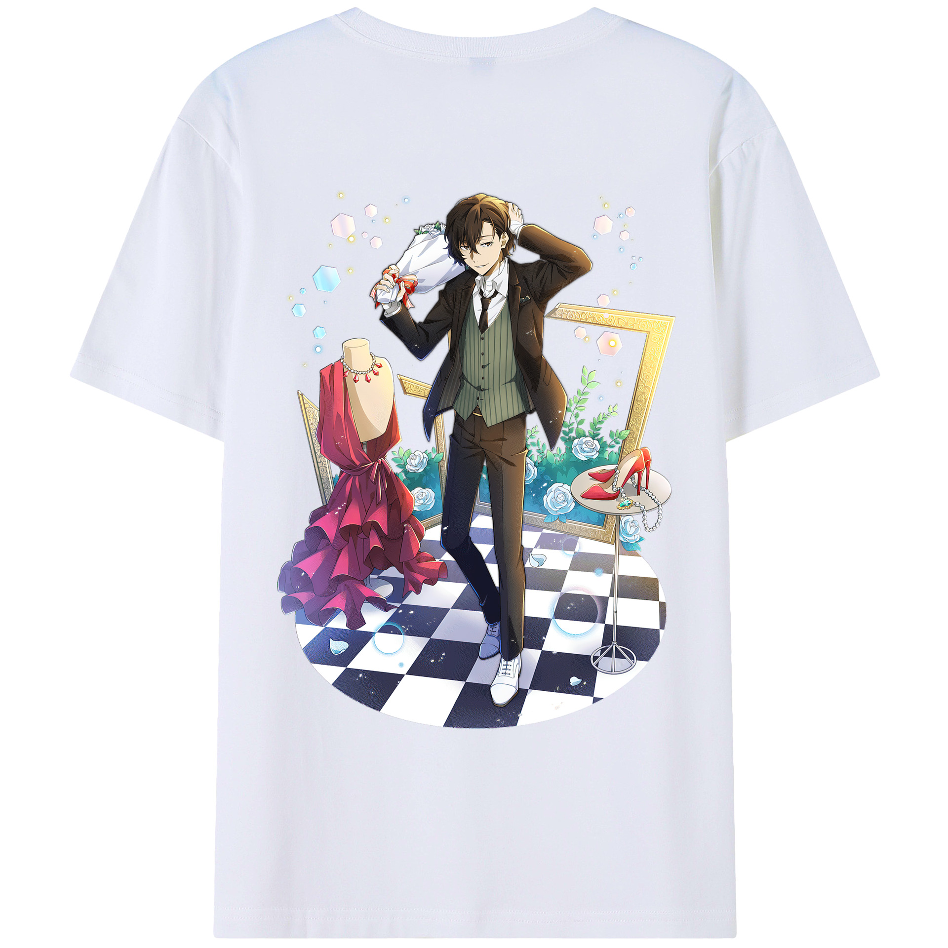 （画像用） 文豪ストレイドッグス Bungo Stray Dogs 綿100％ メンズ半袖Tシャツ（バックプリント） 通気性