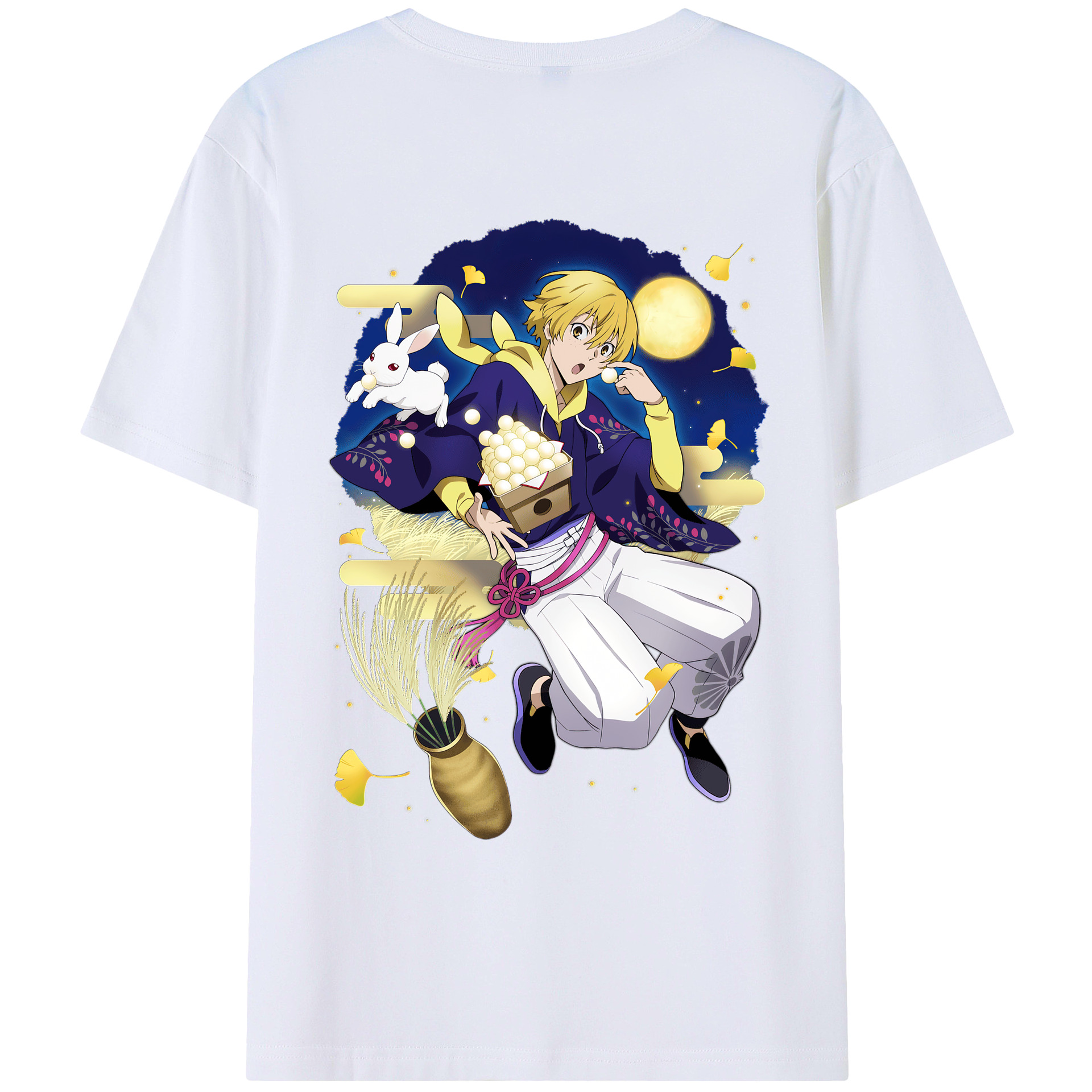 （画像用） 文豪ストレイドッグス Bungo Stray Dogs 綿100％ メンズ半袖Tシャツ（バックプリント） 通気性