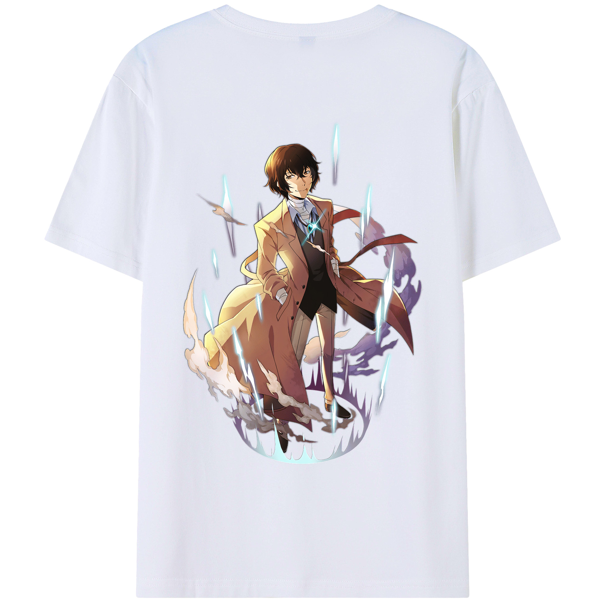 （画像用） 文豪ストレイドッグス Bungo Stray Dogs 綿100％ メンズ半袖Tシャツ（バックプリント） 通気性