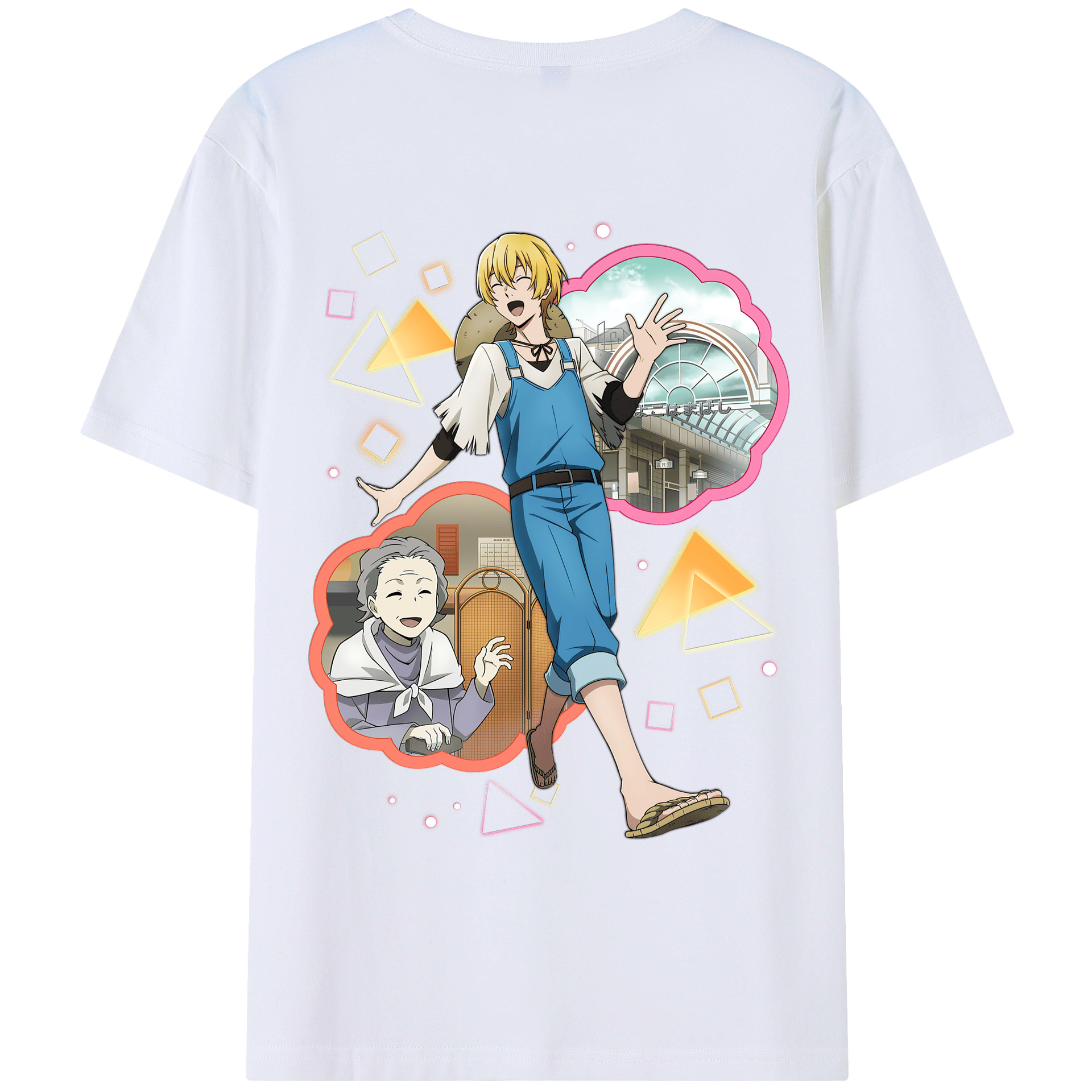（画像用） 文豪ストレイドッグス Bungo Stray Dogs 綿100％ メンズ半袖Tシャツ（バックプリント） 通気性