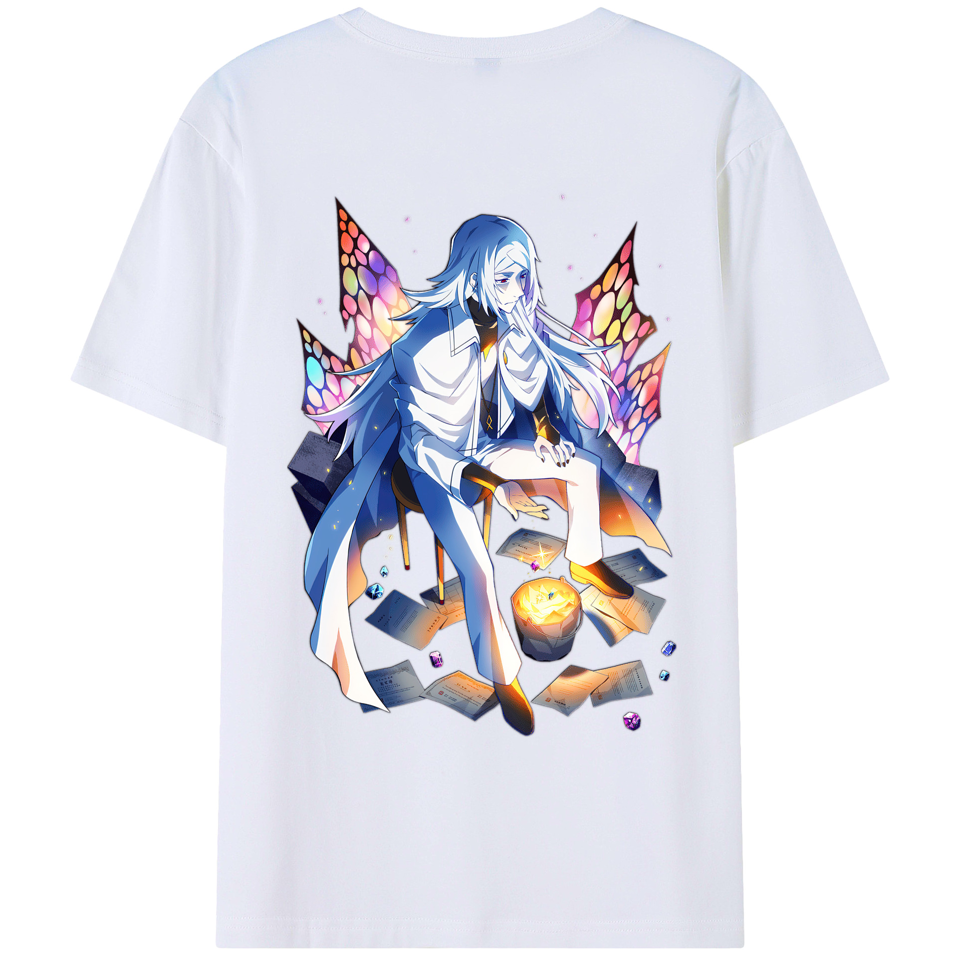 （画像用） 文豪ストレイドッグス Bungo Stray Dogs 綿100％ メンズ半袖Tシャツ（バックプリント） 通気性
