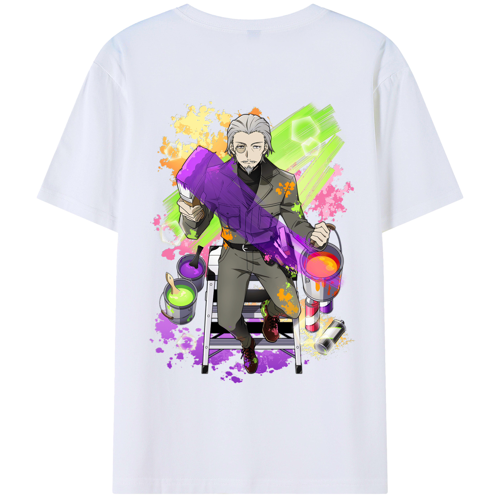 （画像用） 文豪ストレイドッグス Bungo Stray Dogs 綿100％ メンズ半袖Tシャツ（バックプリント） 通気性