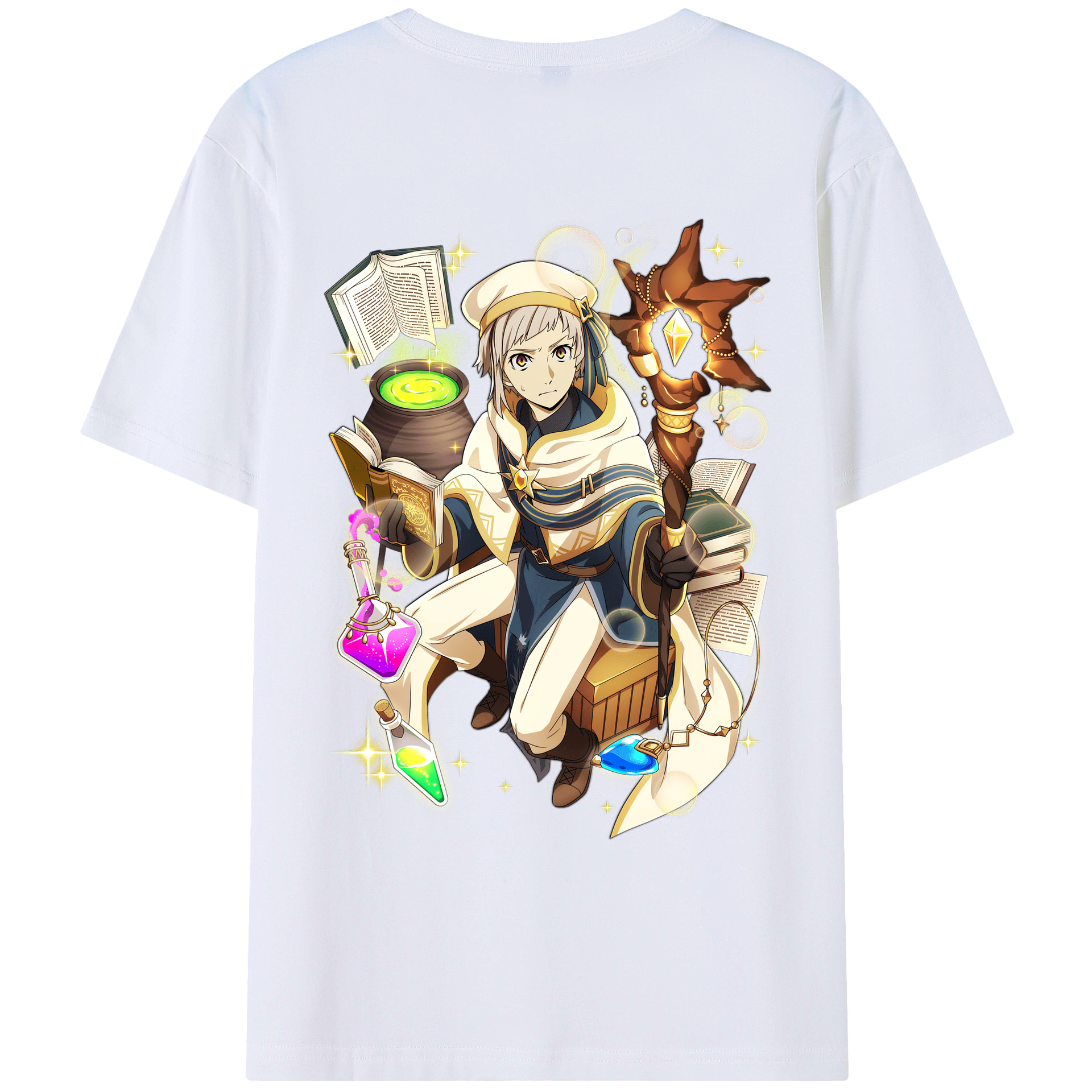 （画像用） 文豪ストレイドッグス Bungo Stray Dogs 綿100％ メンズ半袖Tシャツ（バックプリント） 通気性