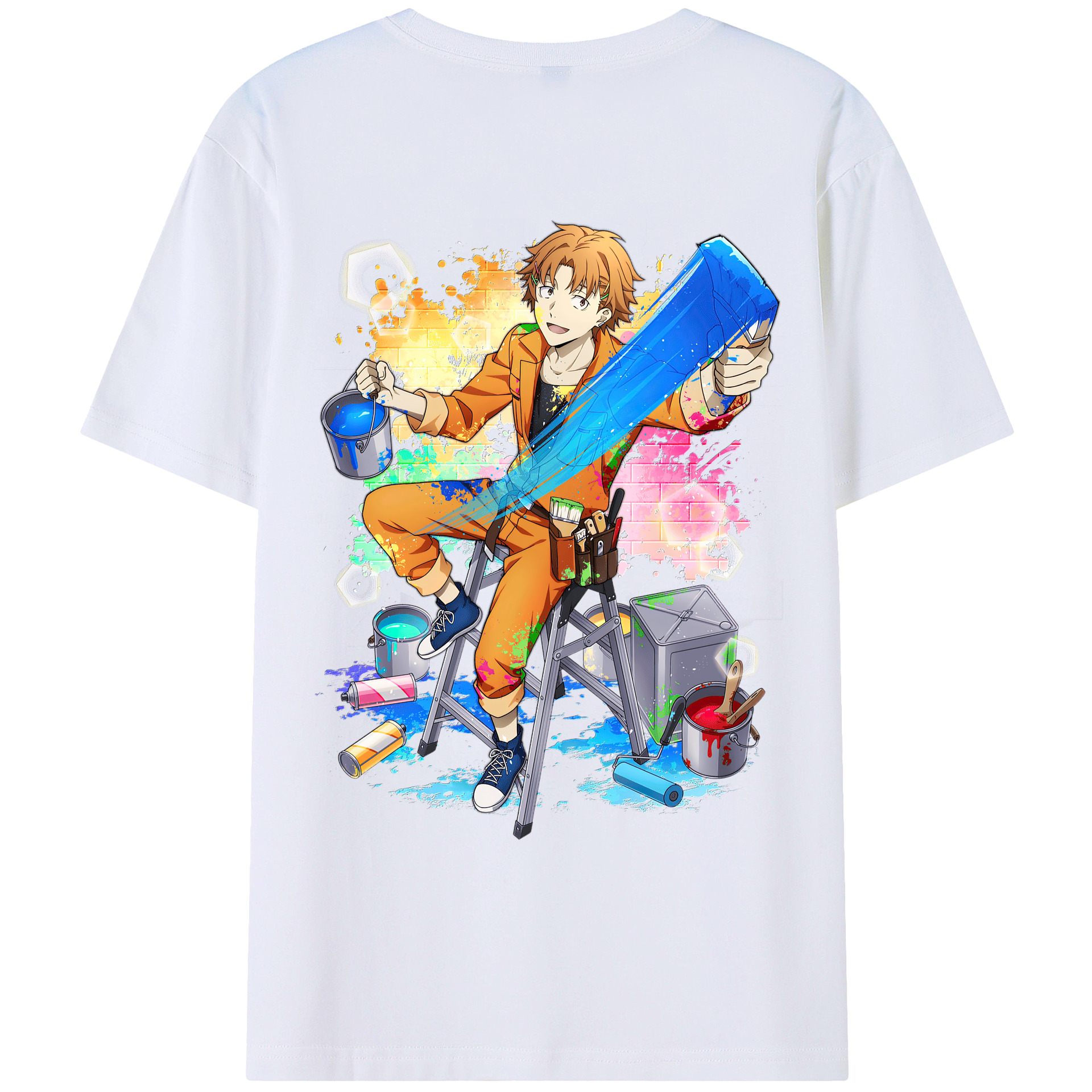 （画像用） 文豪ストレイドッグス Bungo Stray Dogs 綿100％ メンズ半袖Tシャツ（バックプリント） 通気性