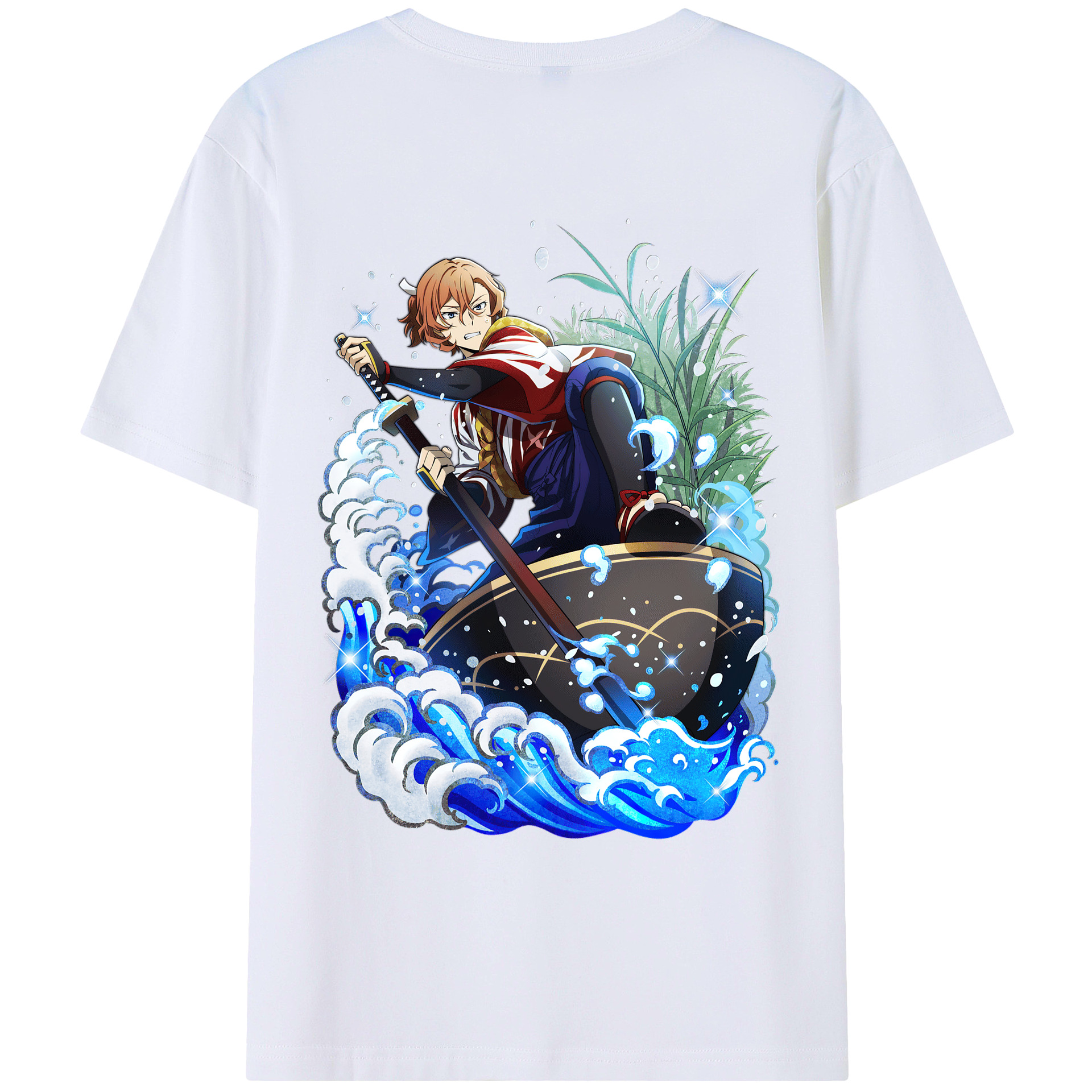（画像用） 文豪ストレイドッグス Bungo Stray Dogs 綿100％ メンズ半袖Tシャツ（バックプリント） 通気性