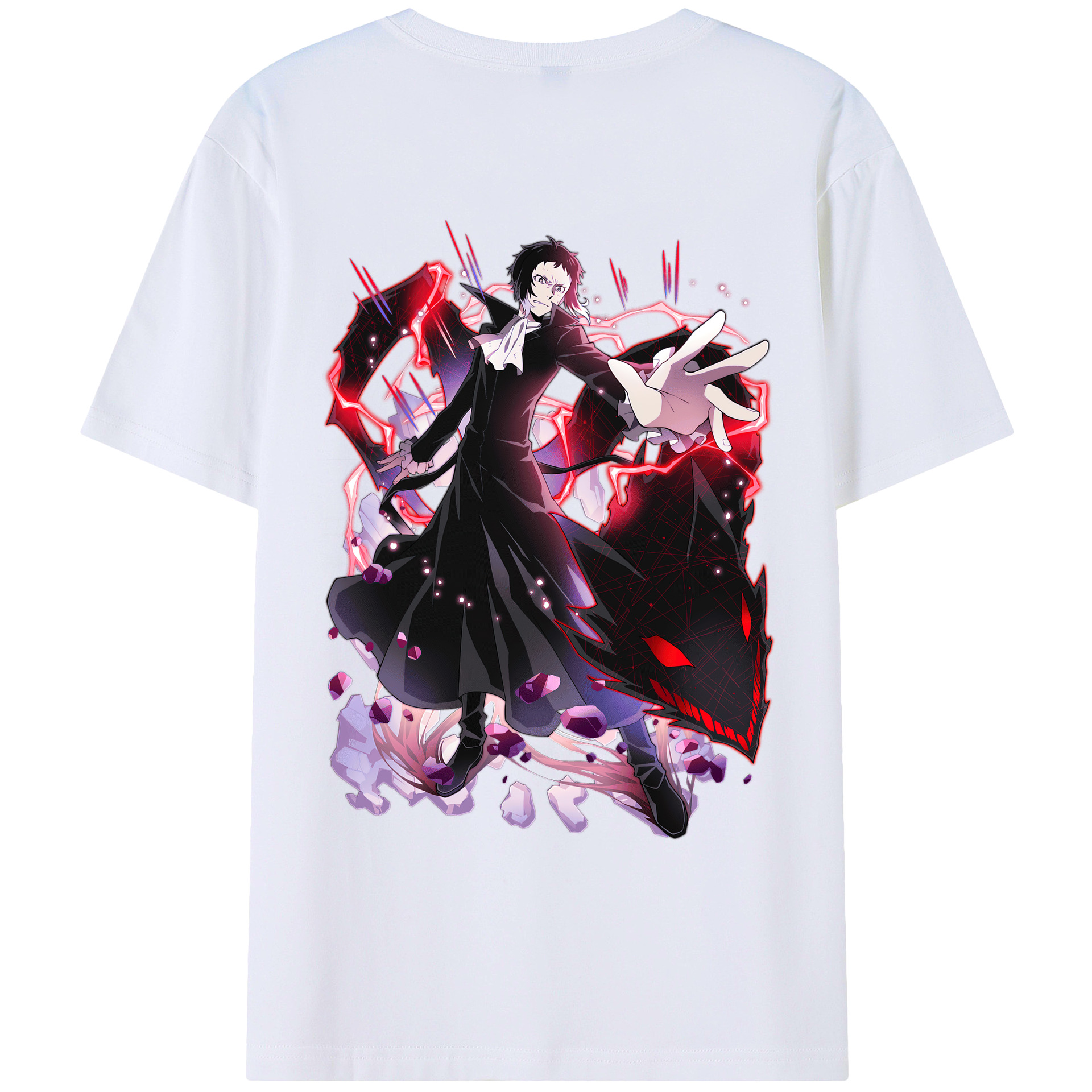 （画像用） 文豪ストレイドッグス Bungo Stray Dogs 綿100％ メンズ半袖Tシャツ（バックプリント） 通気性