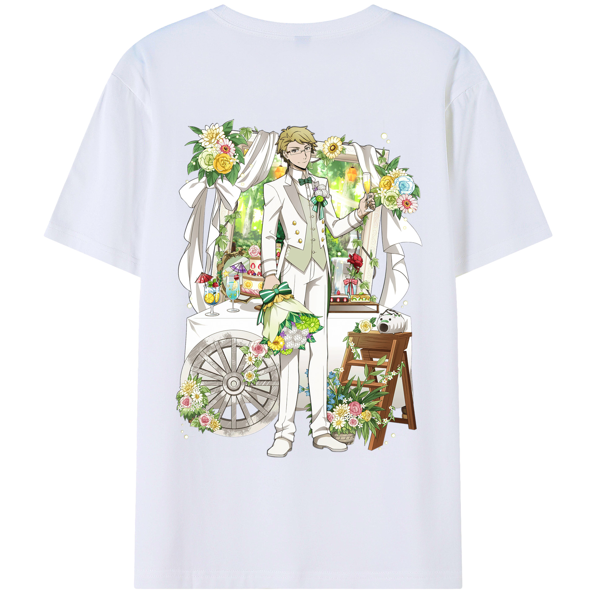 （画像用） 文豪ストレイドッグス Bungo Stray Dogs 綿100％ メンズ半袖Tシャツ（バックプリント） 通気性