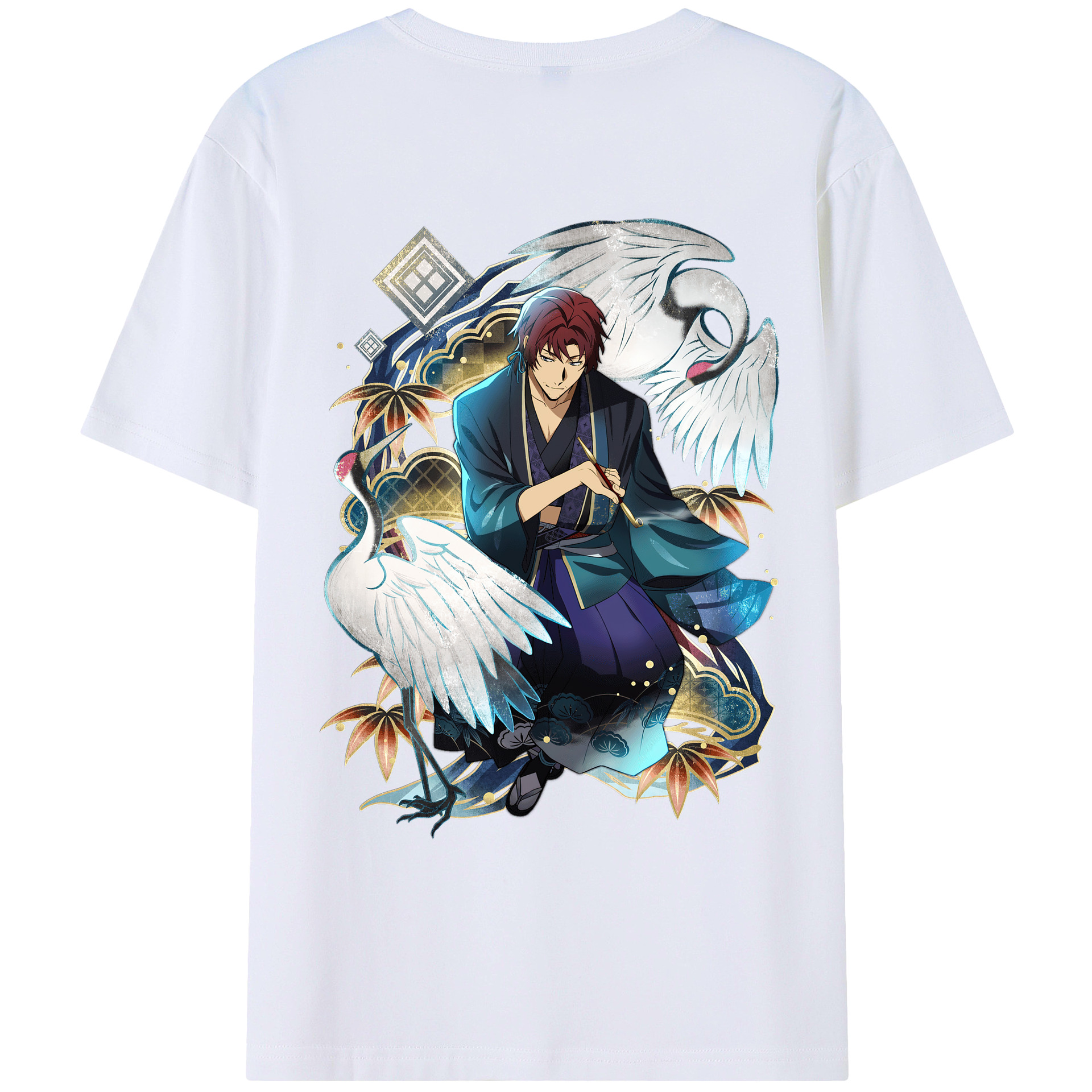 （画像用） 文豪ストレイドッグス Bungo Stray Dogs 綿100％ メンズ半袖Tシャツ（バックプリント） 通気性