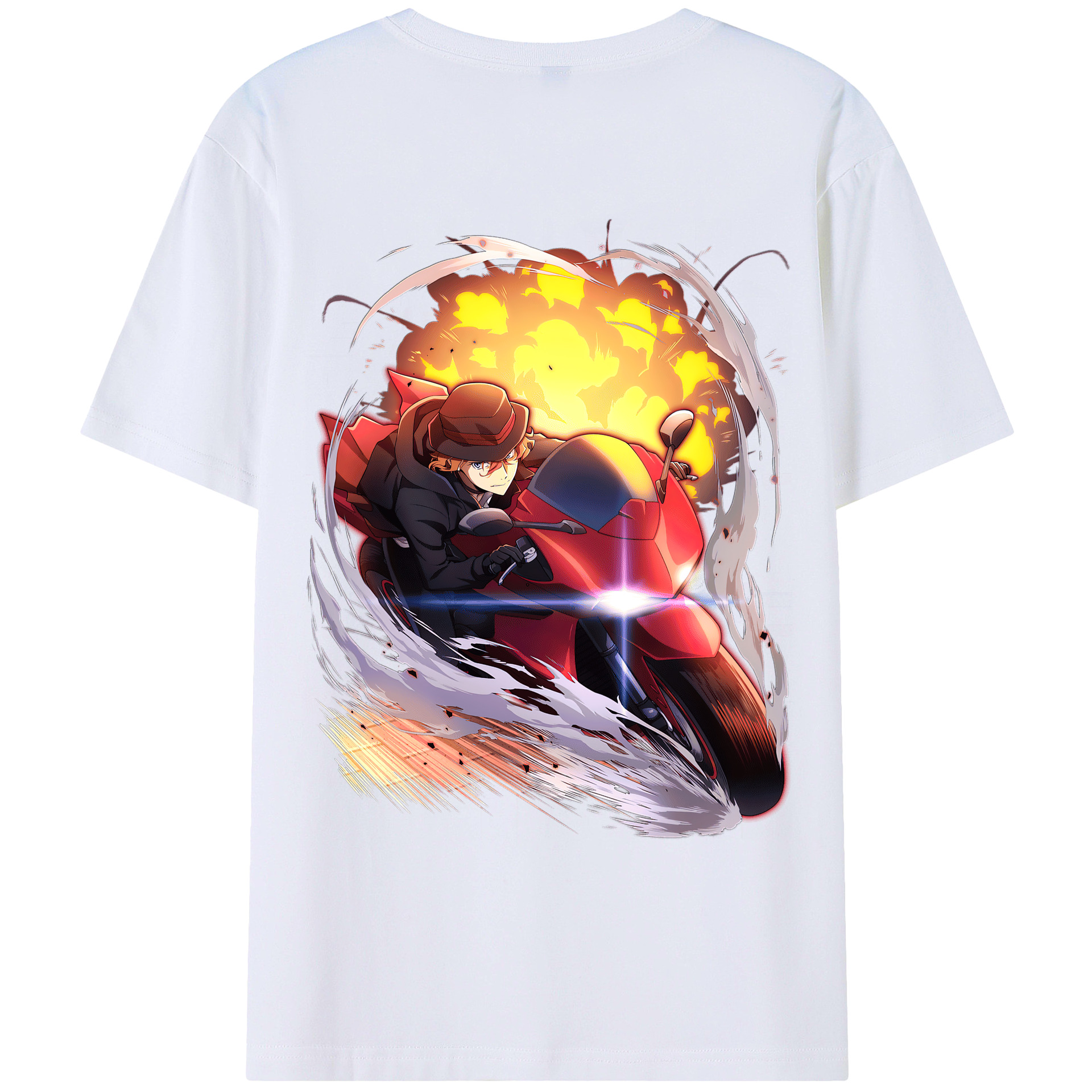 （画像用） 文豪ストレイドッグス Bungo Stray Dogs 綿100％ メンズ半袖Tシャツ（バックプリント） 通気性