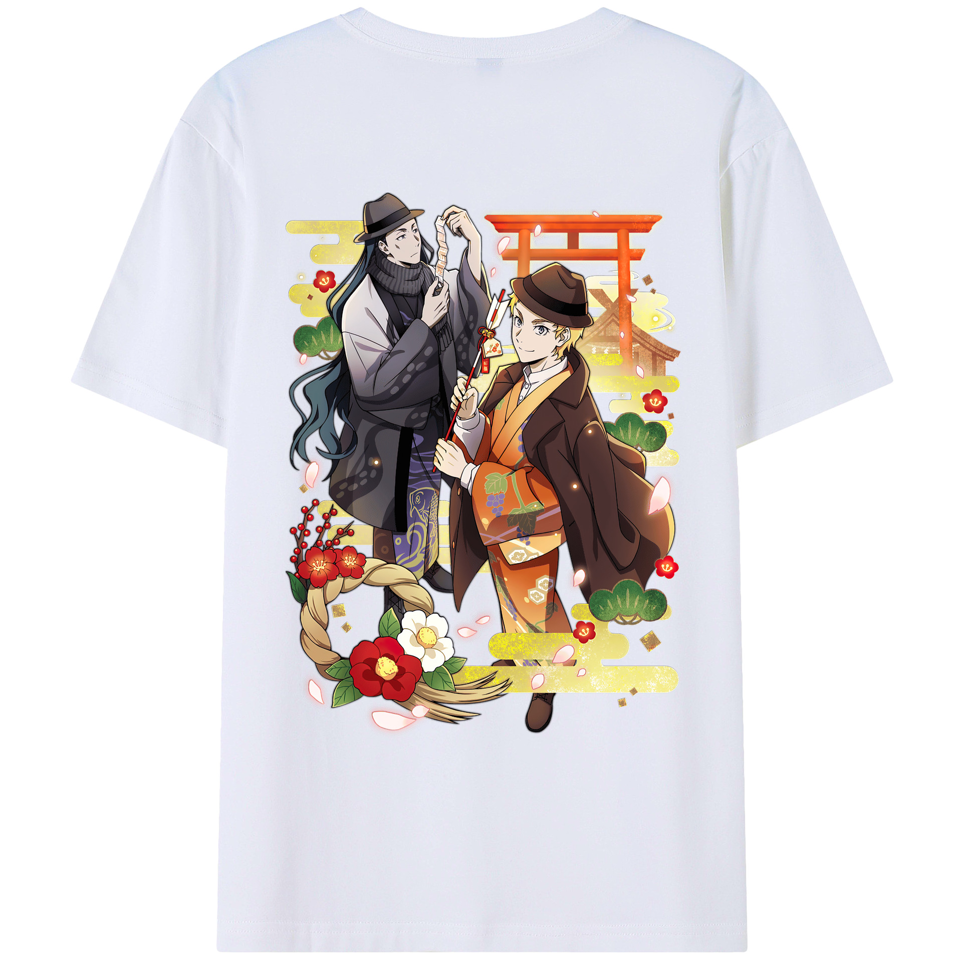 （画像用） 文豪ストレイドッグス Bungo Stray Dogs 綿100％ メンズ半袖Tシャツ（バックプリント） 通気性