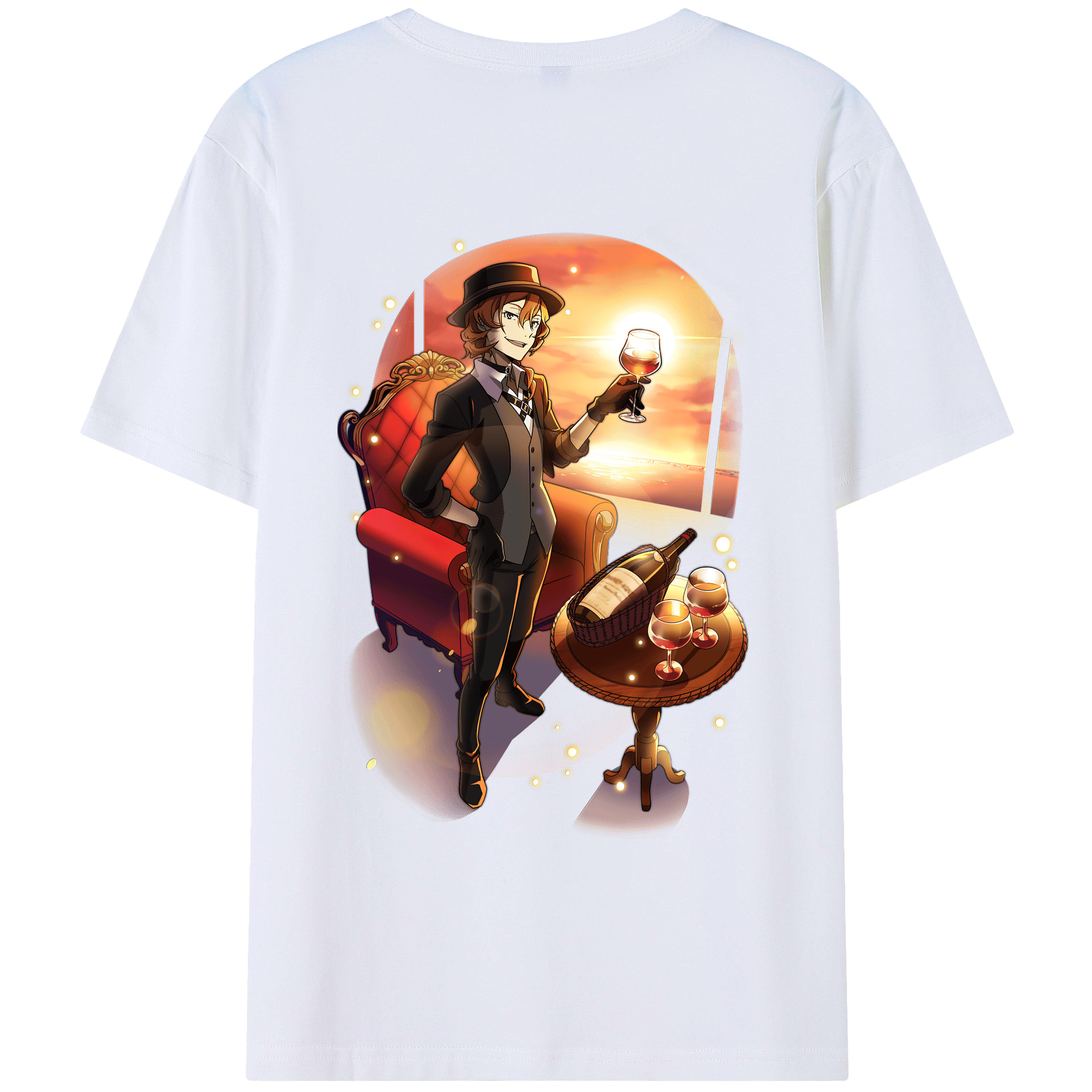 （画像用） 文豪ストレイドッグス Bungo Stray Dogs 綿100％ メンズ半袖Tシャツ（バックプリント） 通気性