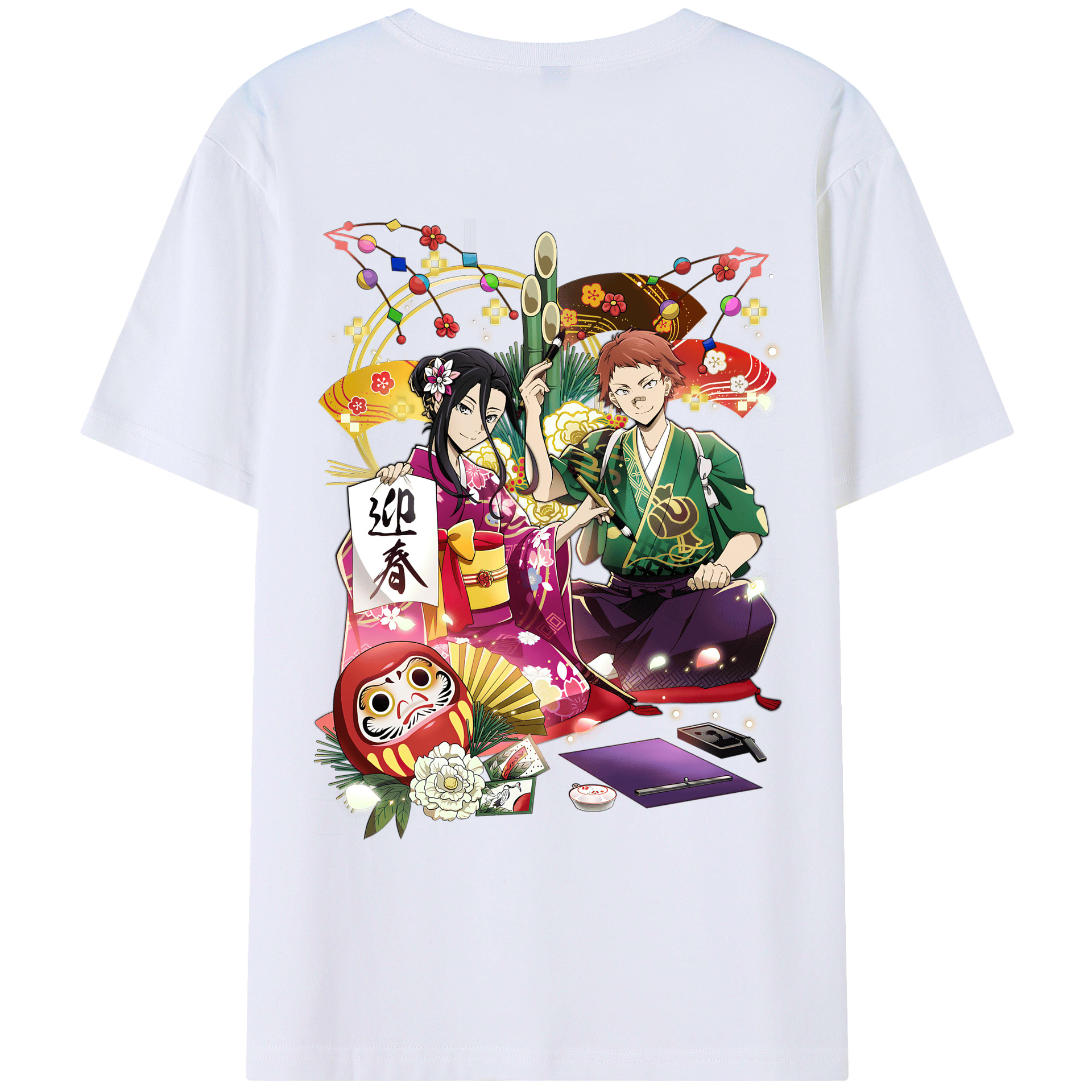 （画像用） 文豪ストレイドッグス Bungo Stray Dogs 綿100％ メンズ半袖Tシャツ（バックプリント） 通気性