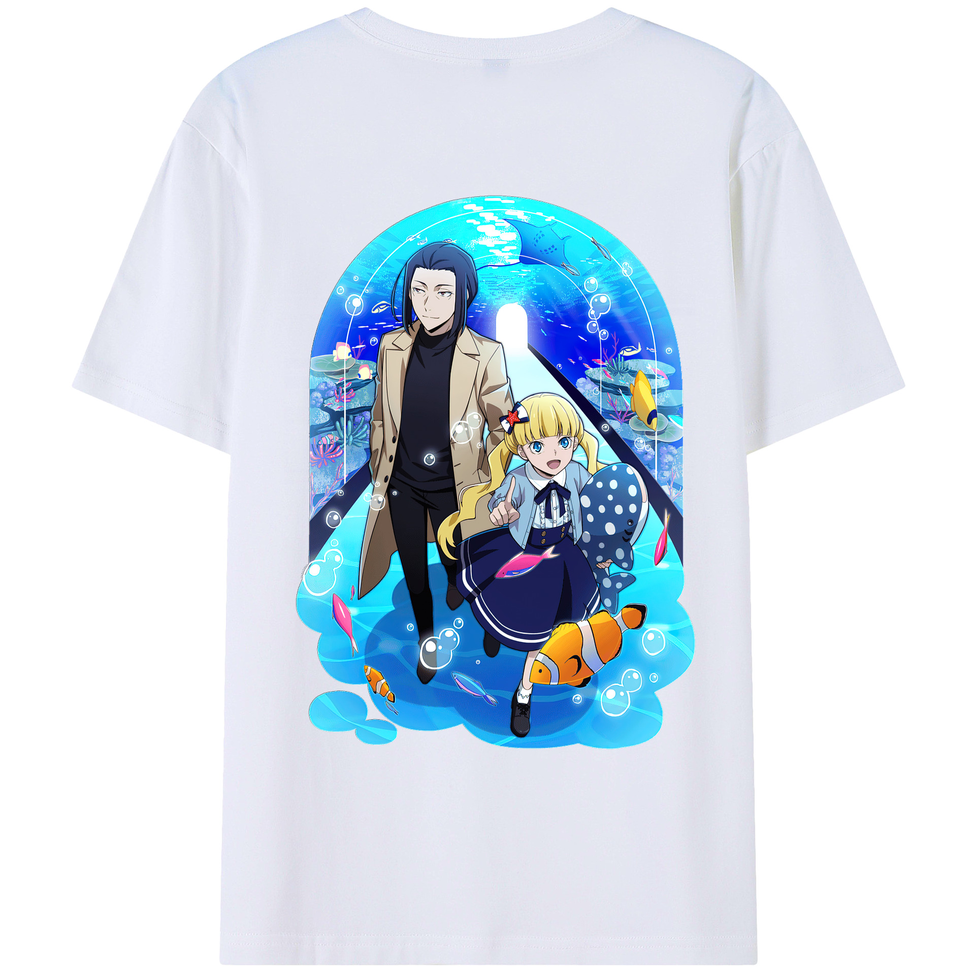 （画像用） 文豪ストレイドッグス Bungo Stray Dogs 綿100％ メンズ半袖Tシャツ（バックプリント） 通気性