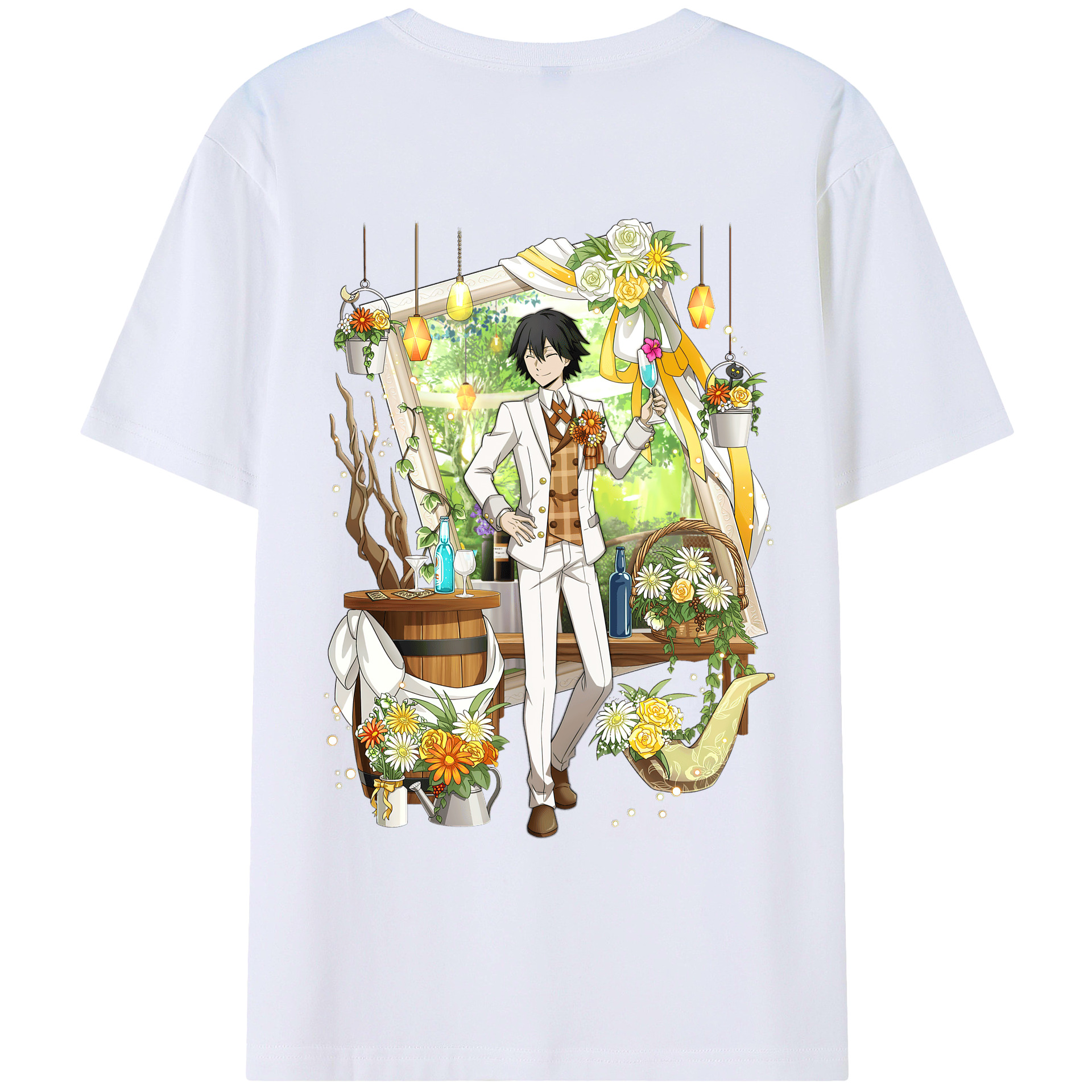 （画像用） 文豪ストレイドッグス Bungo Stray Dogs 綿100％ メンズ半袖Tシャツ（バックプリント） 通気性