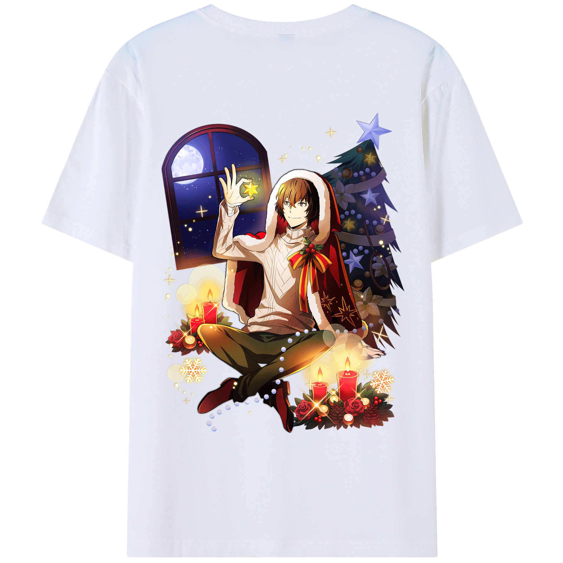 （画像用） 文豪ストレイドッグス Bungo Stray Dogs 綿100％ メンズ半袖Tシャツ（バックプリント） 通気性