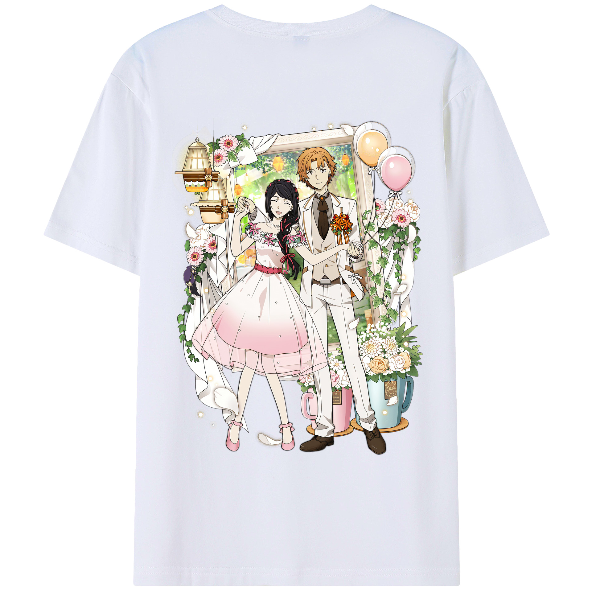 （画像用） 文豪ストレイドッグス Bungo Stray Dogs 綿100％ メンズ半袖Tシャツ（バックプリント） 通気性