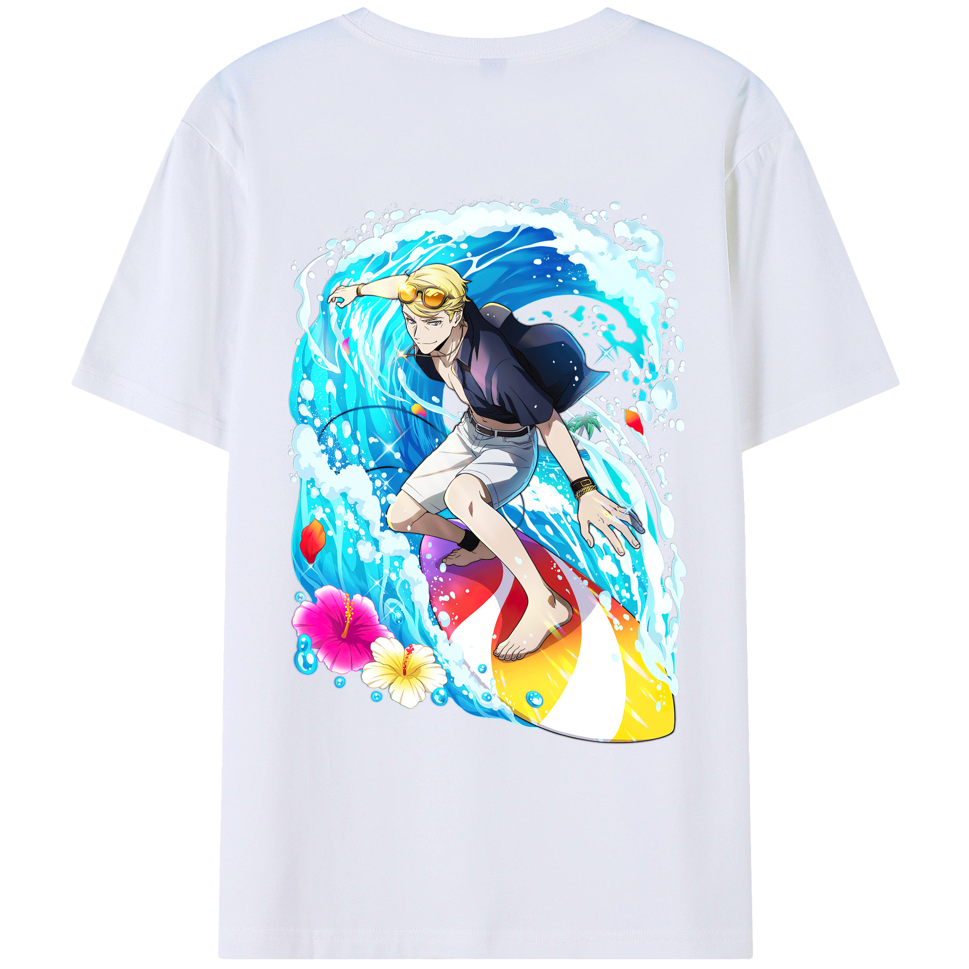 （画像用） 文豪ストレイドッグス Bungo Stray Dogs 綿100％ メンズ半袖Tシャツ（バックプリント） 通気性
