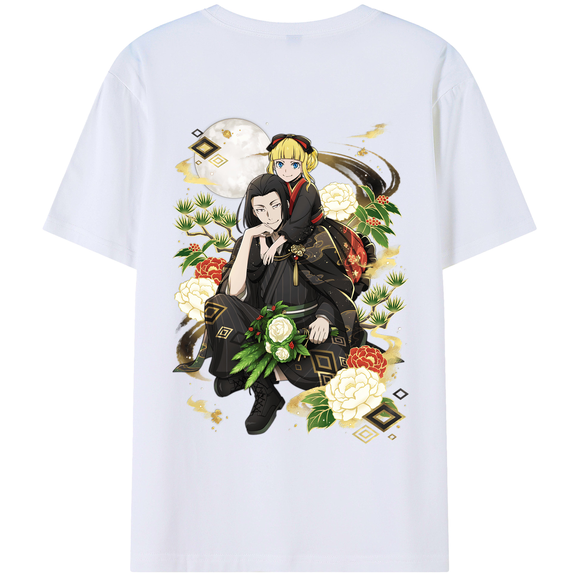 （画像用） 文豪ストレイドッグス Bungo Stray Dogs 綿100％ メンズ半袖Tシャツ（バックプリント） 通気性