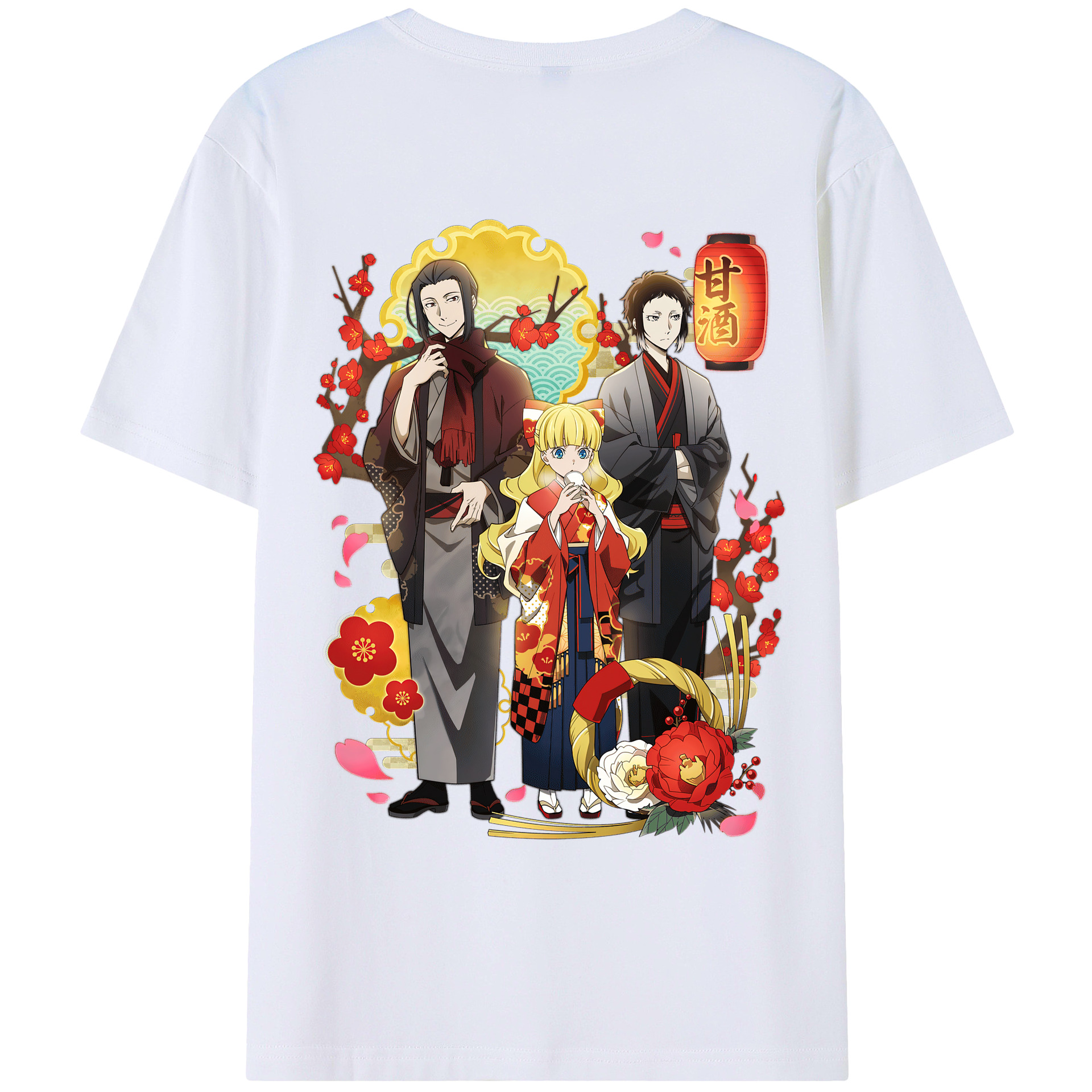 （画像用） 文豪ストレイドッグス Bungo Stray Dogs 綿100％ メンズ半袖Tシャツ（バックプリント） 通気性