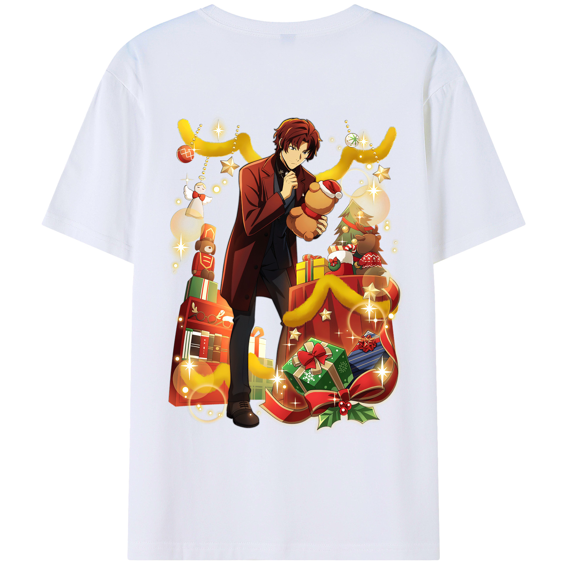 （画像用） 文豪ストレイドッグス Bungo Stray Dogs 綿100％ メンズ半袖Tシャツ（バックプリント） 通気性