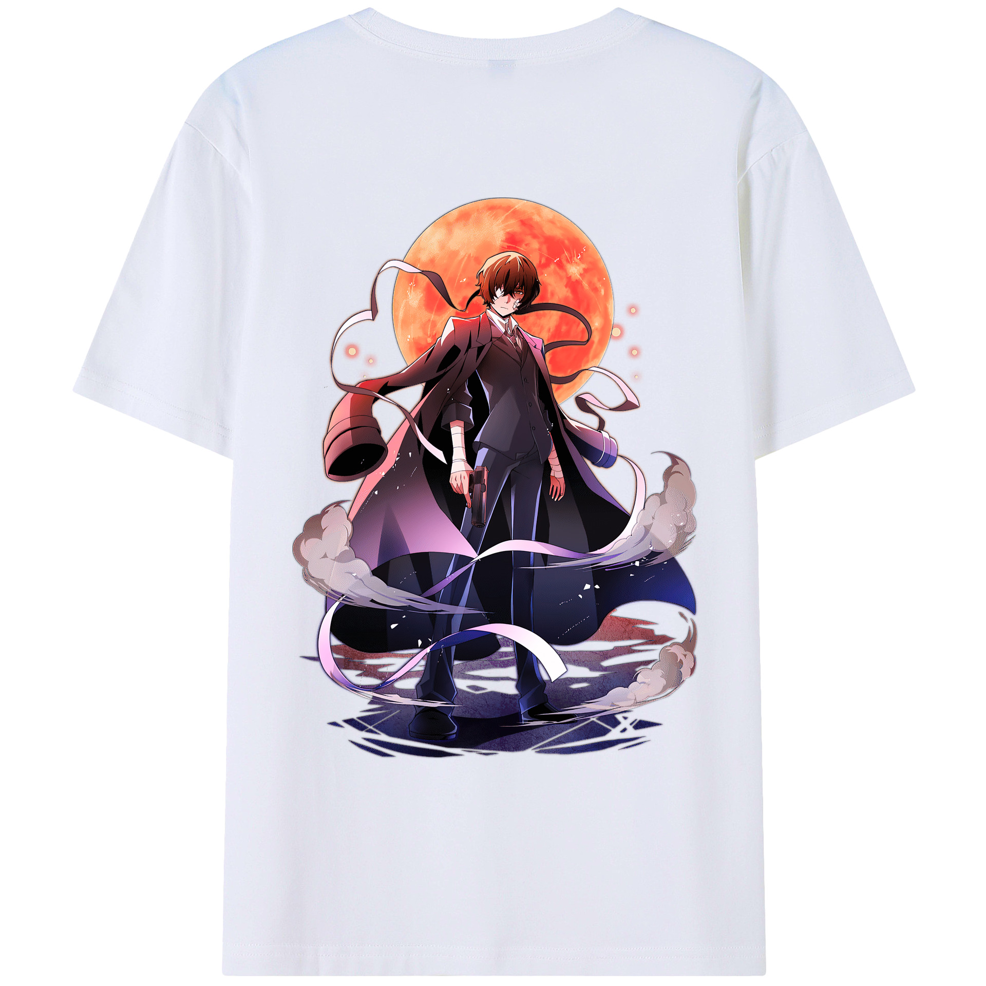 （画像用） 文豪ストレイドッグス Bungo Stray Dogs 綿100％ メンズ半袖Tシャツ（バックプリント） 通気性