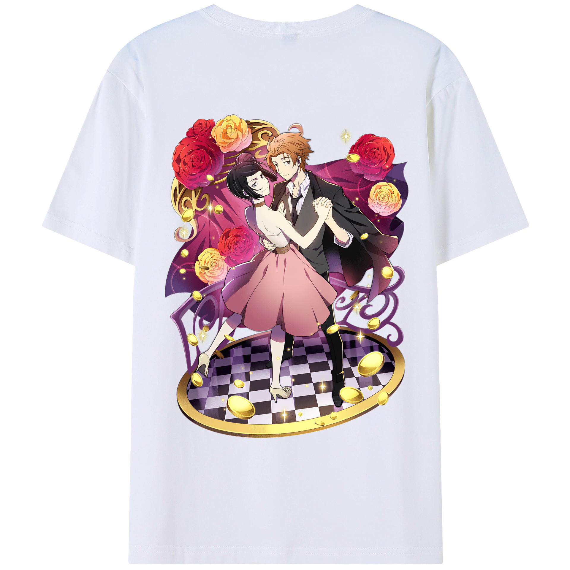 （画像用） 文豪ストレイドッグス Bungo Stray Dogs 綿100％ メンズ半袖Tシャツ（バックプリント） 通気性