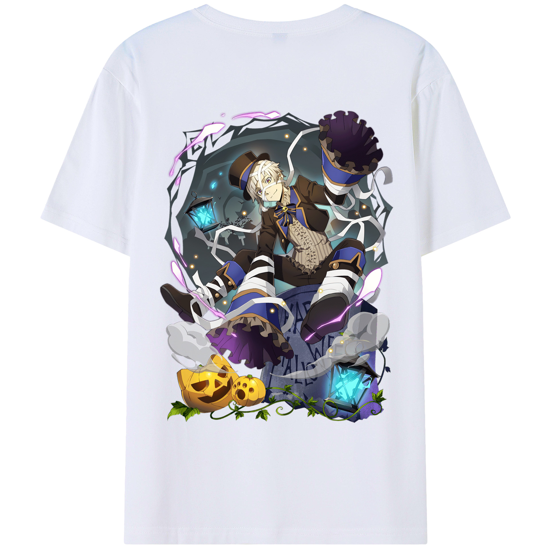 （画像用） 文豪ストレイドッグス Bungo Stray Dogs 綿100％ メンズ半袖Tシャツ（バックプリント） 通気性