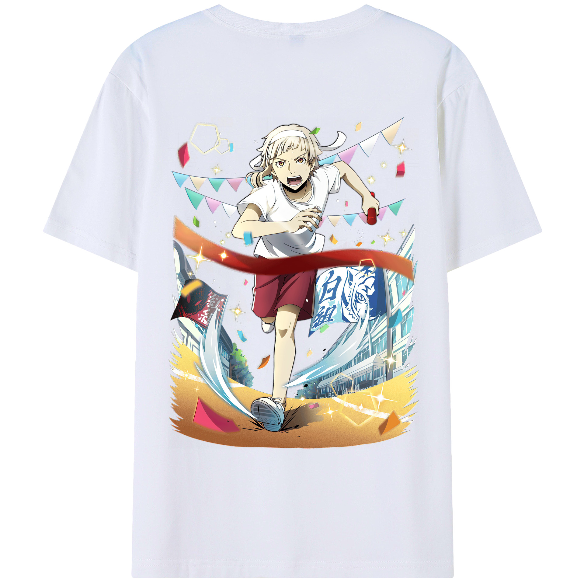 （画像用） 文豪ストレイドッグス Bungo Stray Dogs 綿100％ メンズ半袖Tシャツ（バックプリント） 通気性