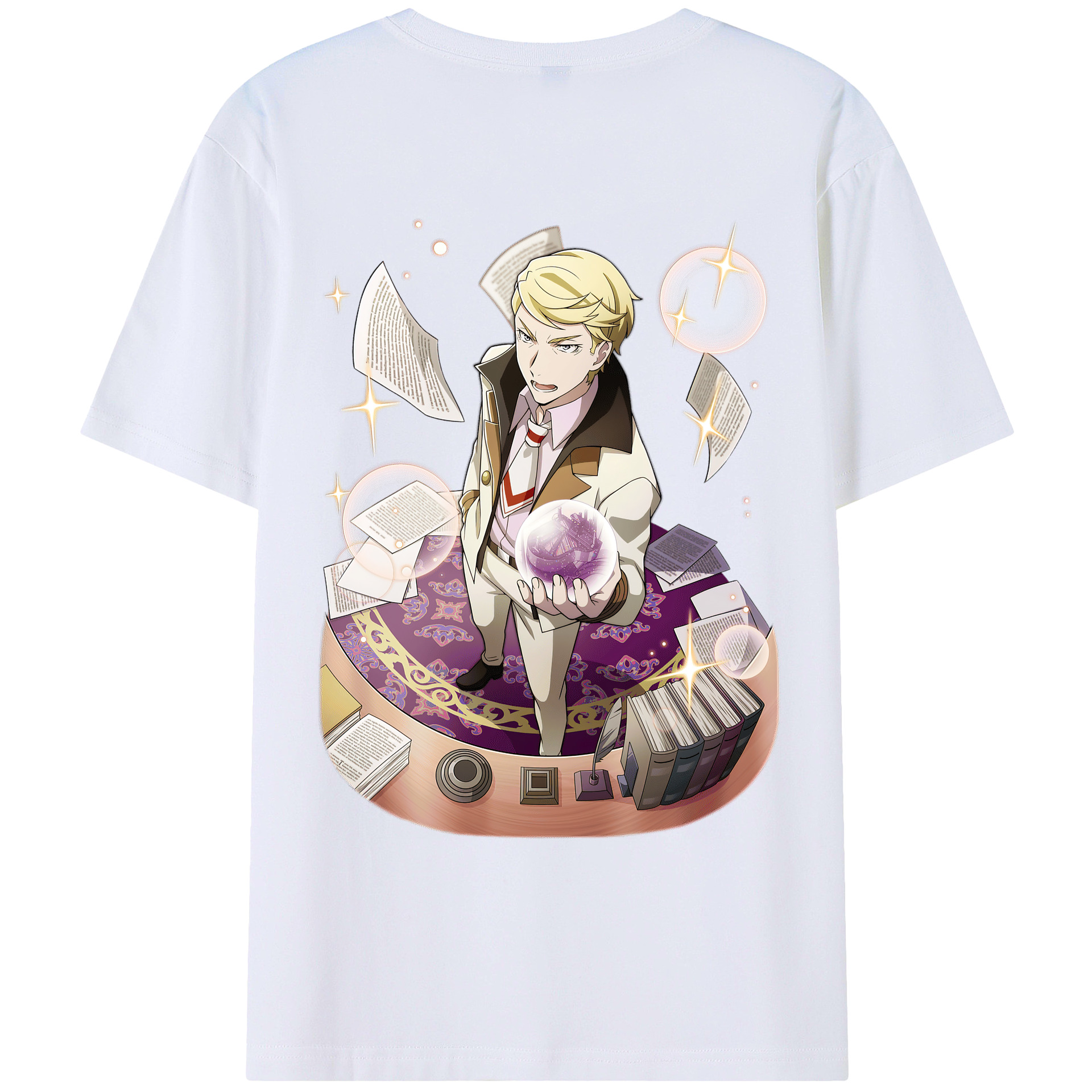 （画像用） 文豪ストレイドッグス Bungo Stray Dogs 綿100％ メンズ半袖Tシャツ（バックプリント） 通気性